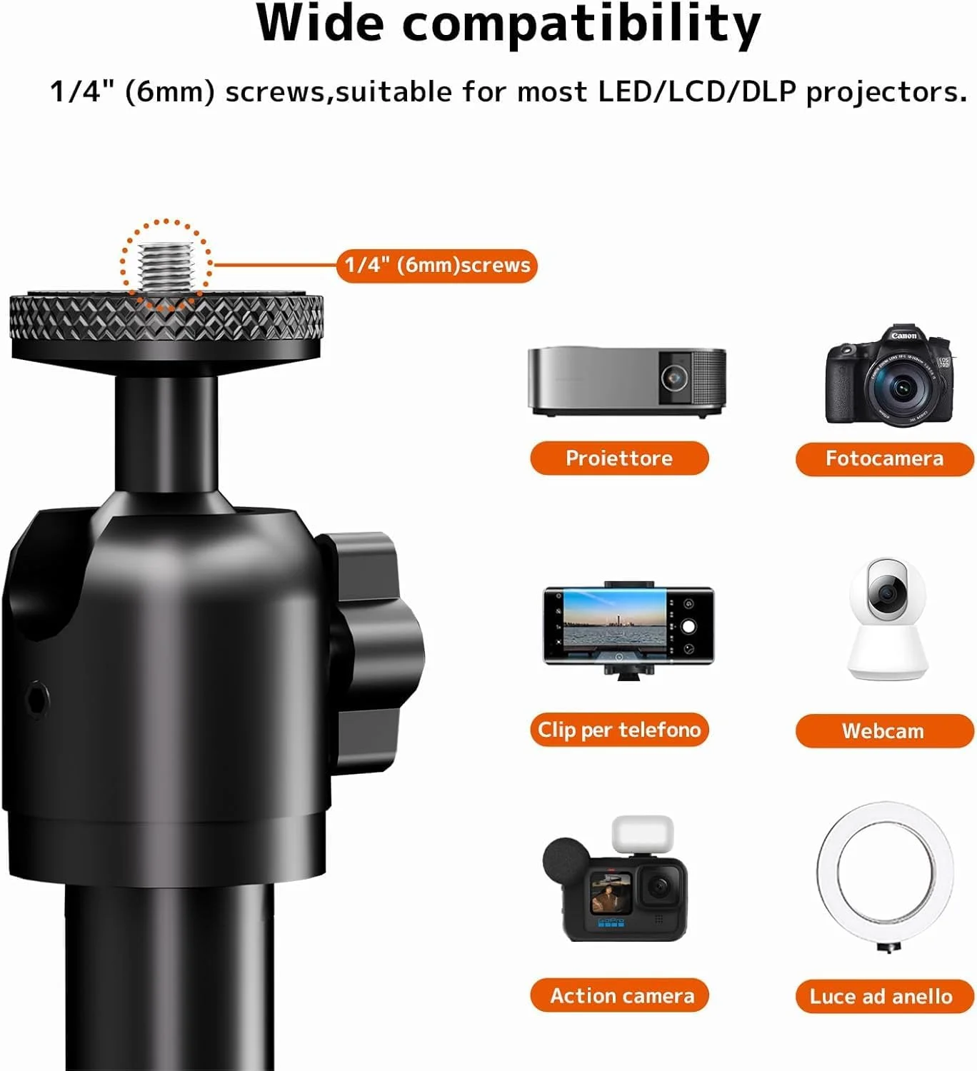 پایه پروژکتور یونیورسال CENXI، با قابلیت تنظیم ارتفاع و چرخش 360 درجه به همراه پیچ 1/4 اینچی، سازگار با پروژکتورها، دوربین ها و وب کم ها برای خانه، دفتر و استفاده در فضای باز