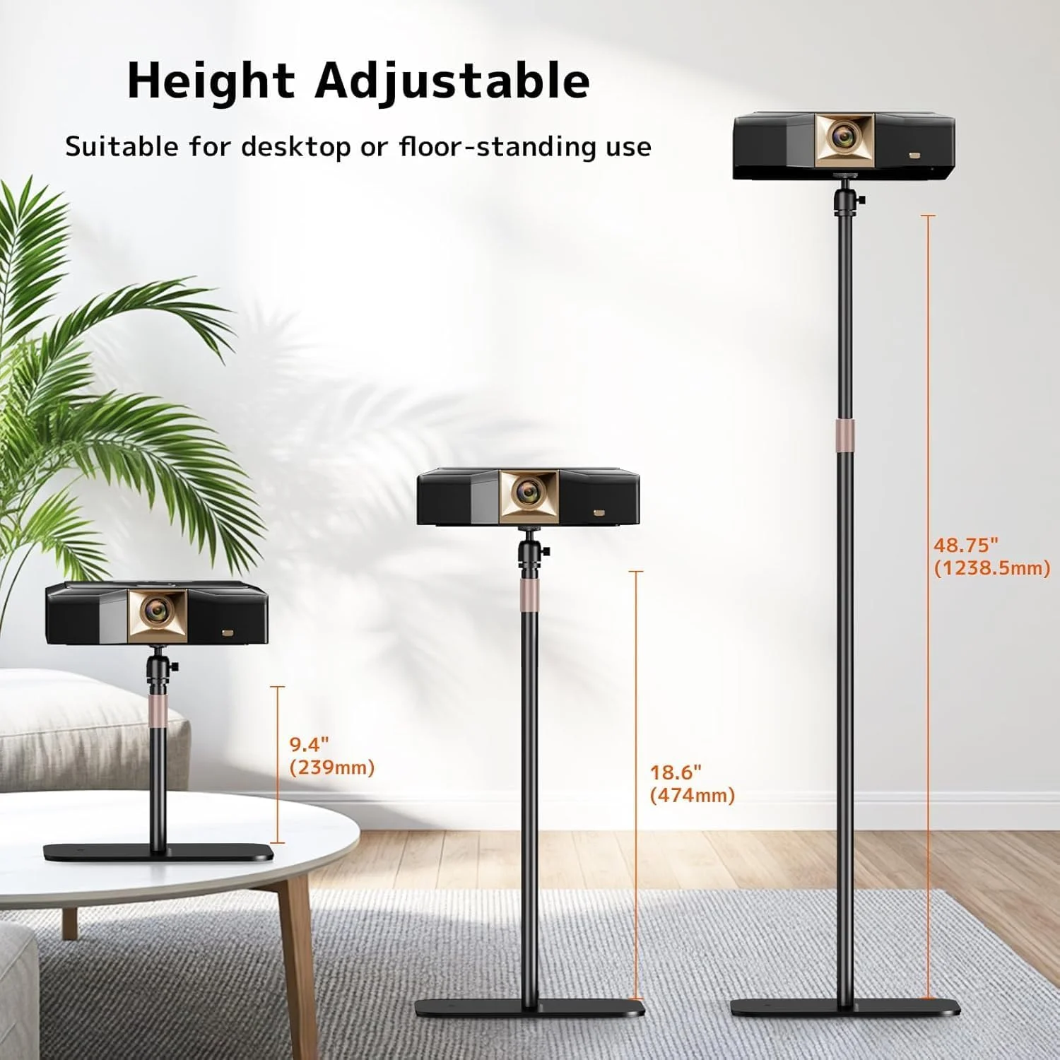 پایه پروژکتور یونیورسال CENXI، با قابلیت تنظیم ارتفاع و چرخش 360 درجه به همراه پیچ 1/4 اینچی، سازگار با پروژکتورها، دوربین ها و وب کم ها برای خانه، دفتر و استفاده در فضای باز