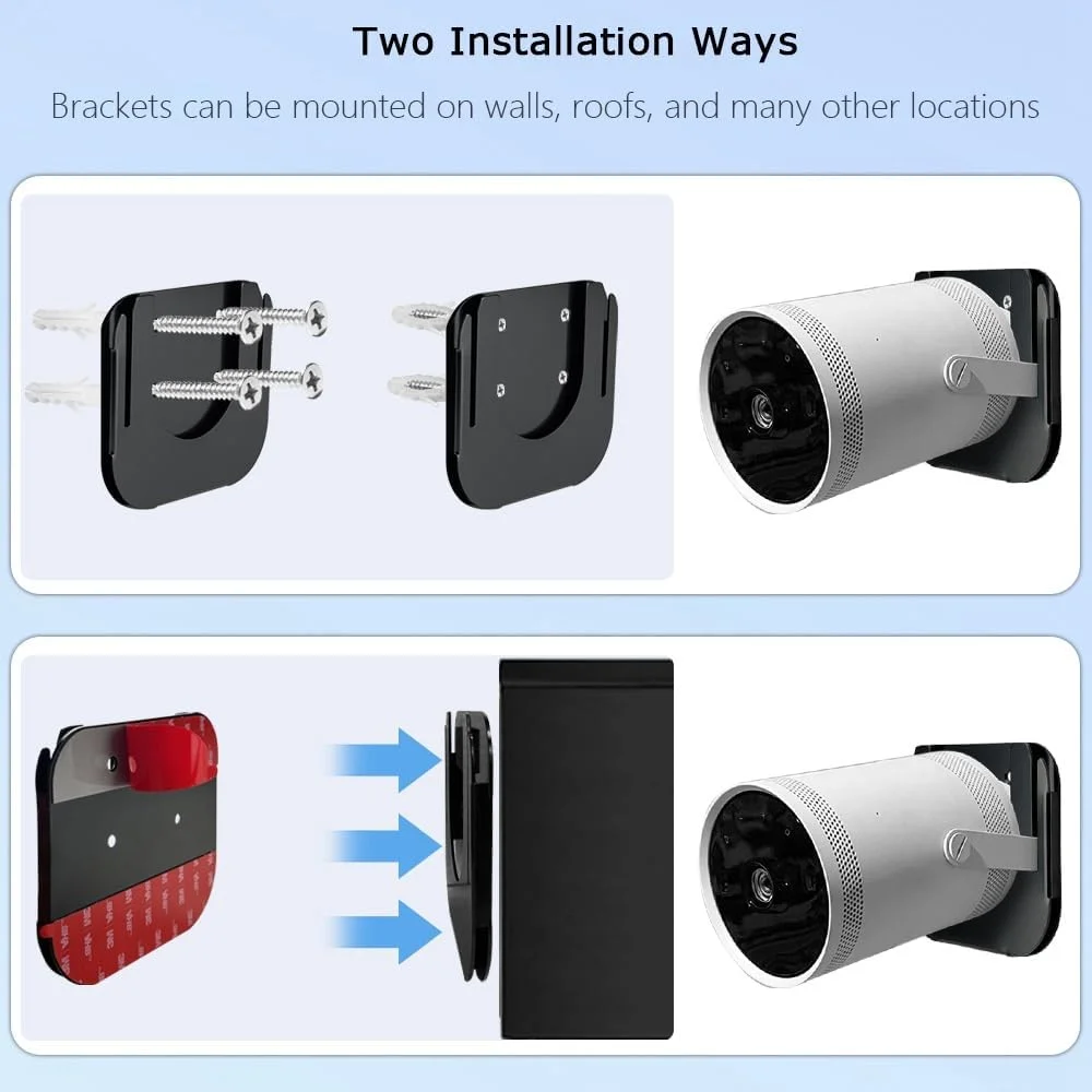 پایه دیواری بدون نیاز به سوراخکاری سازگار با پروژکتور سامسونگ Freestyle، قفسه دیواری فولادی لوازم جانبی Freestyle 2 (مشکی)