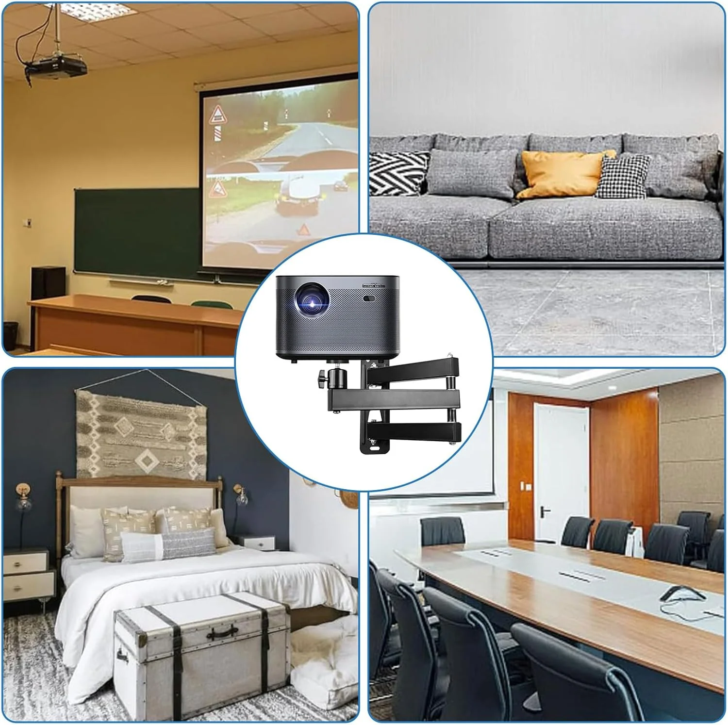 پایه دیواری پروژکتور چنگکو با قابلیت چرخش 360 درجه، پایه فلزی دیواری پروژکتور یونیورسال با رابط پیچ 1/4 اینچی