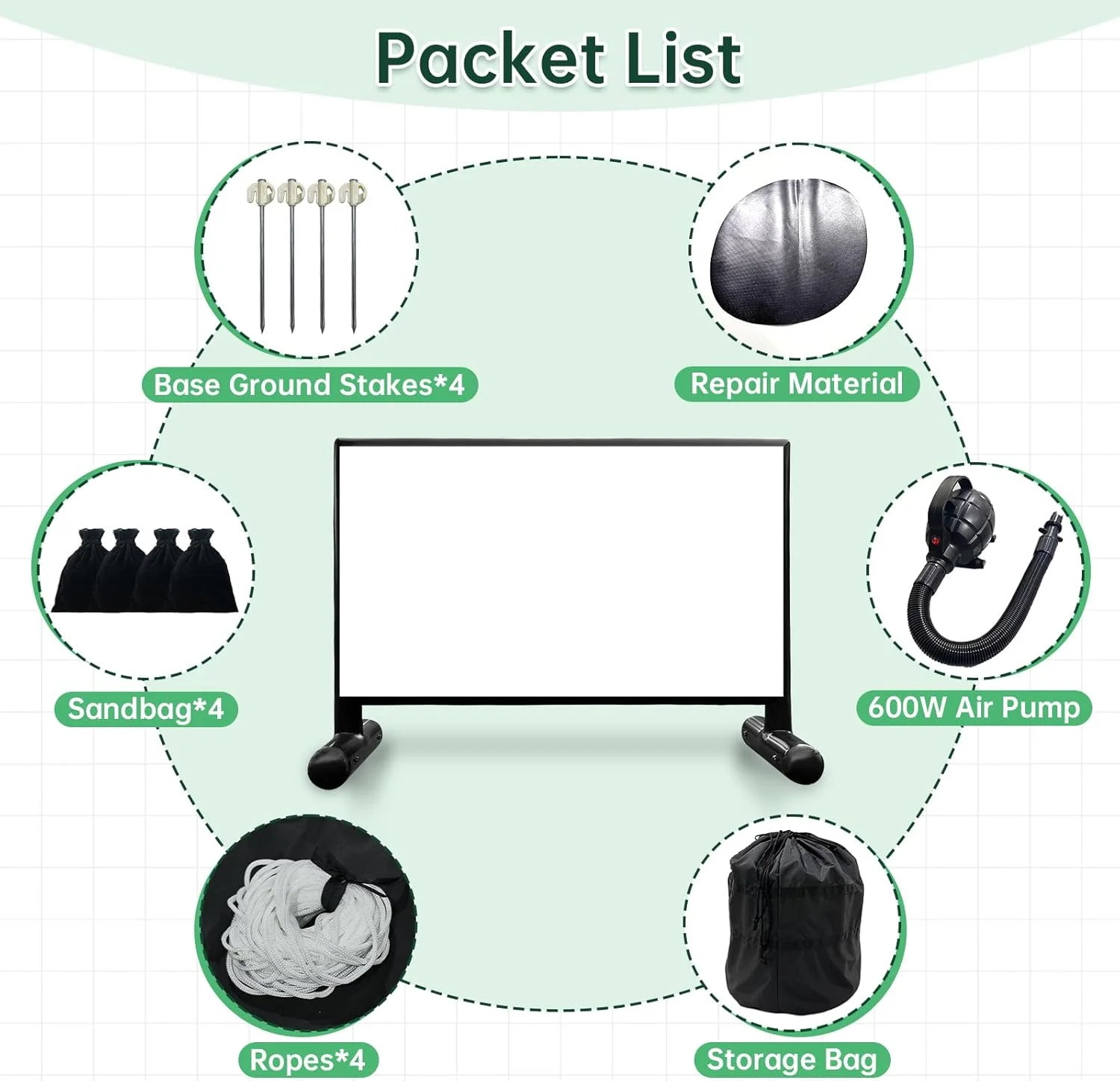 پرده نمایش بادی سینلی 3.3 متری ارتقا یافته برای فضای باز - جنس PVC ضد هوا، پرده نمایش فیلم بادی با پمپ هوا برای مهمانی های شب فیلم در فضای باز، بدون نیاز به روشن نگه داشتن مداوم دمنده