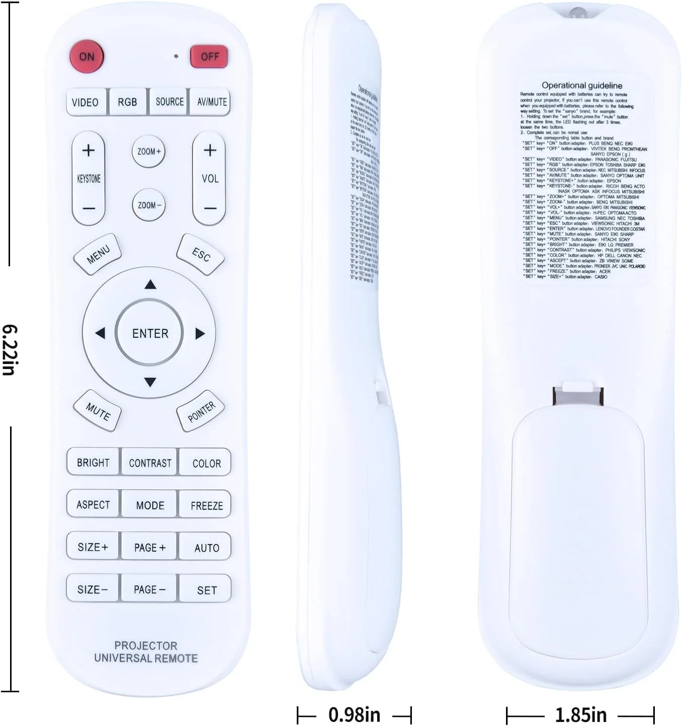 ریموت کنترل پروژکتور یونیورسال جایگزین، سازگار با پروژکتور (سفید)