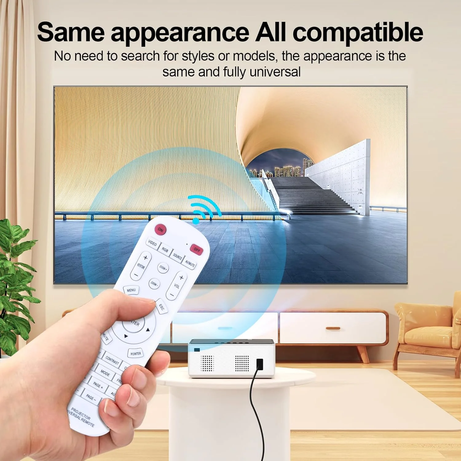 ریموت کنترل پروژکتور یونیورسال جایگزین، سازگار با پروژکتور (سفید)