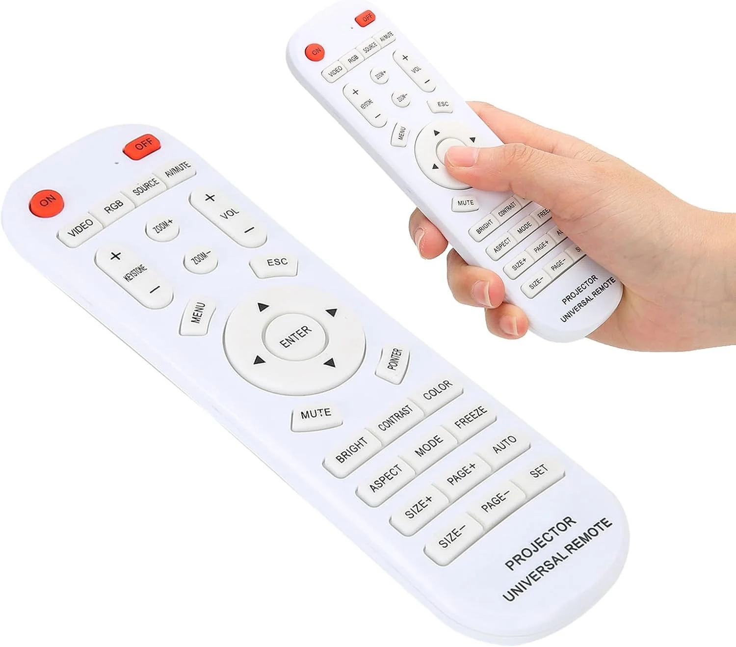 ریموت کنترل سفید جایگزین پروژکتور، ساخته شده از ABS بادوام، برد 10 متری، با باتری AAA