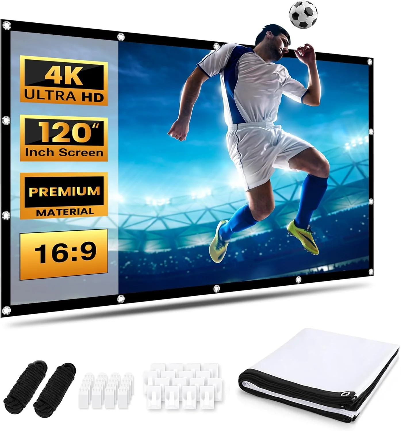 پرده نمایش پروژکتور 120 اینچی طراحی شده در بریتانیا | پرده نمایش سینمای خانگی 16:9 برای استفاده در داخل یا خارج از منزل | پرده نمایش مناسب برای مصارف گوناگون