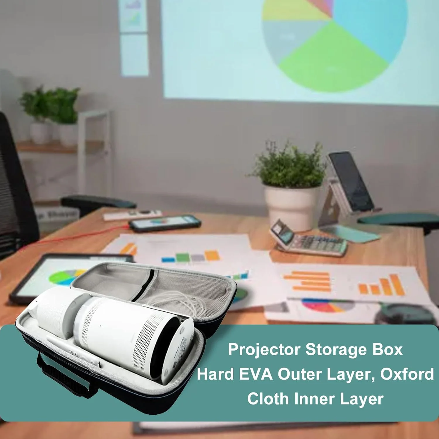 کیف حمل پروژکتور Cryfokt مناسب برای پروژکتور Pro HY320، کیف پروژکتور سخت EVA با جیب زیپ دار داخلی، کیف حمل مسافرتی قابل حمل