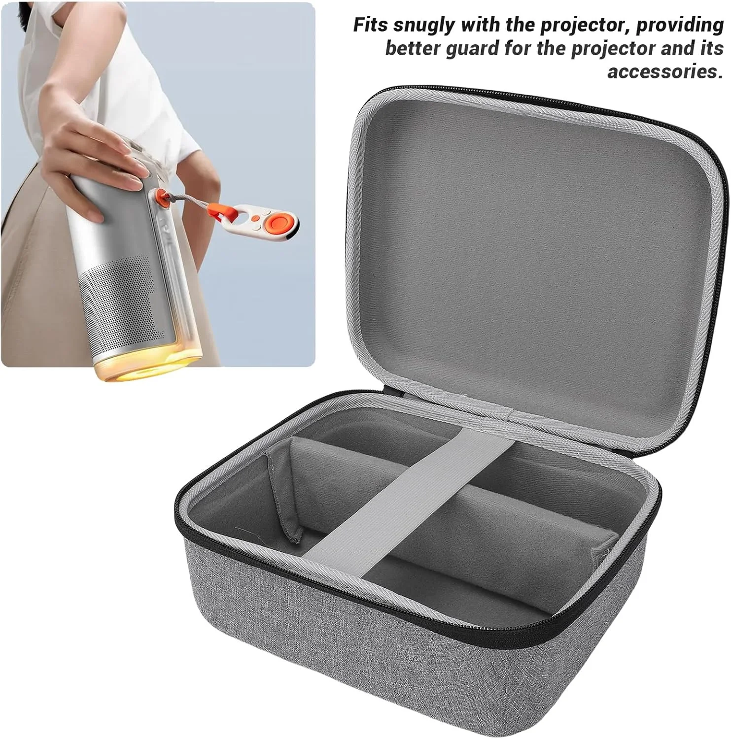 کیف حمل سخت پروژکتور Cryfokt مناسب برای 4، محافظت در برابر خراش و ضربه، کیف EVA ضد آب برای مسافرت، کیف سخت پروژکتور ویدیویی خانگی برای مسافرت