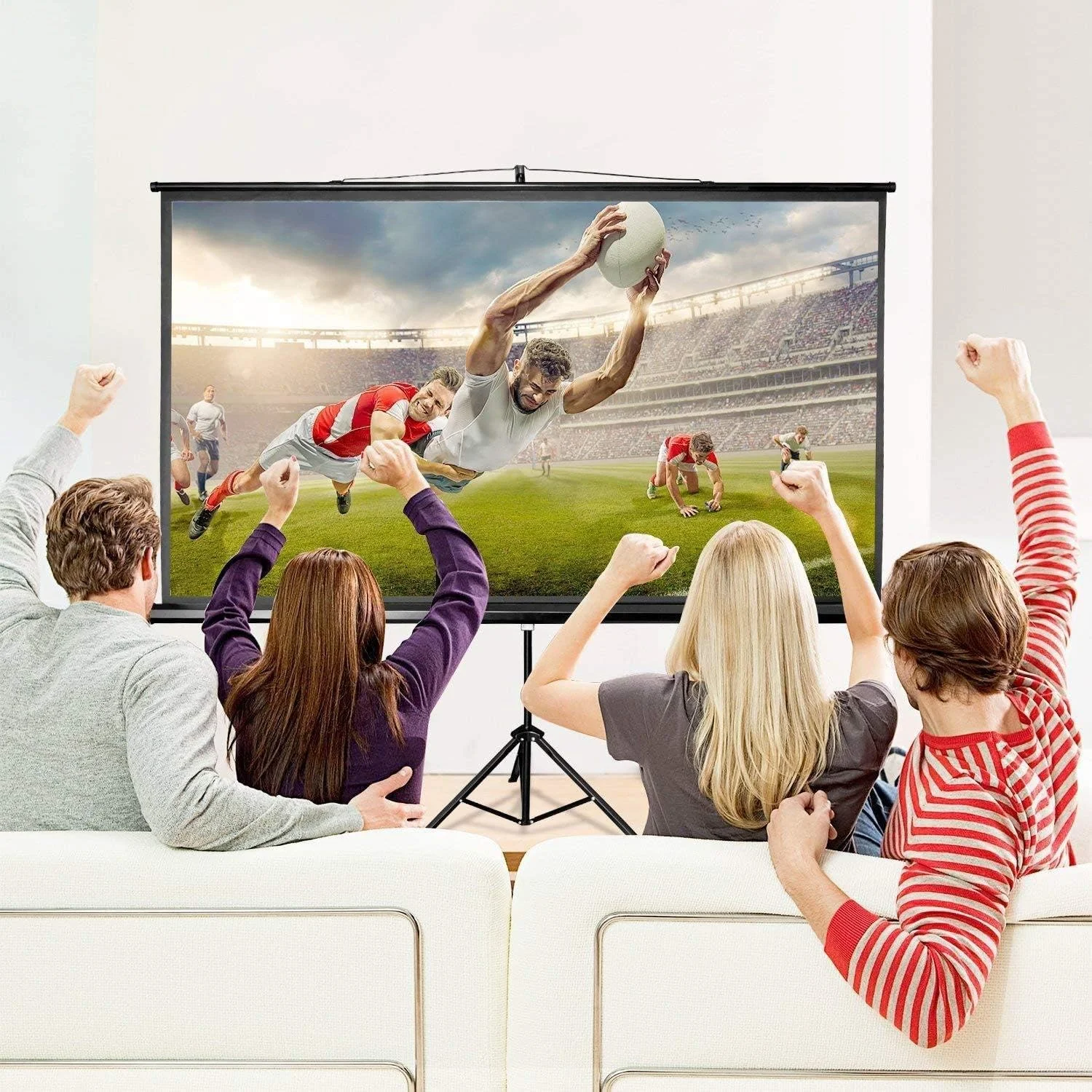 پرده نمایش پروژکتور ZHUANXIN قابل حمل 100 اینچ مورب HD 4:3 با پایه سه پایه تاشو