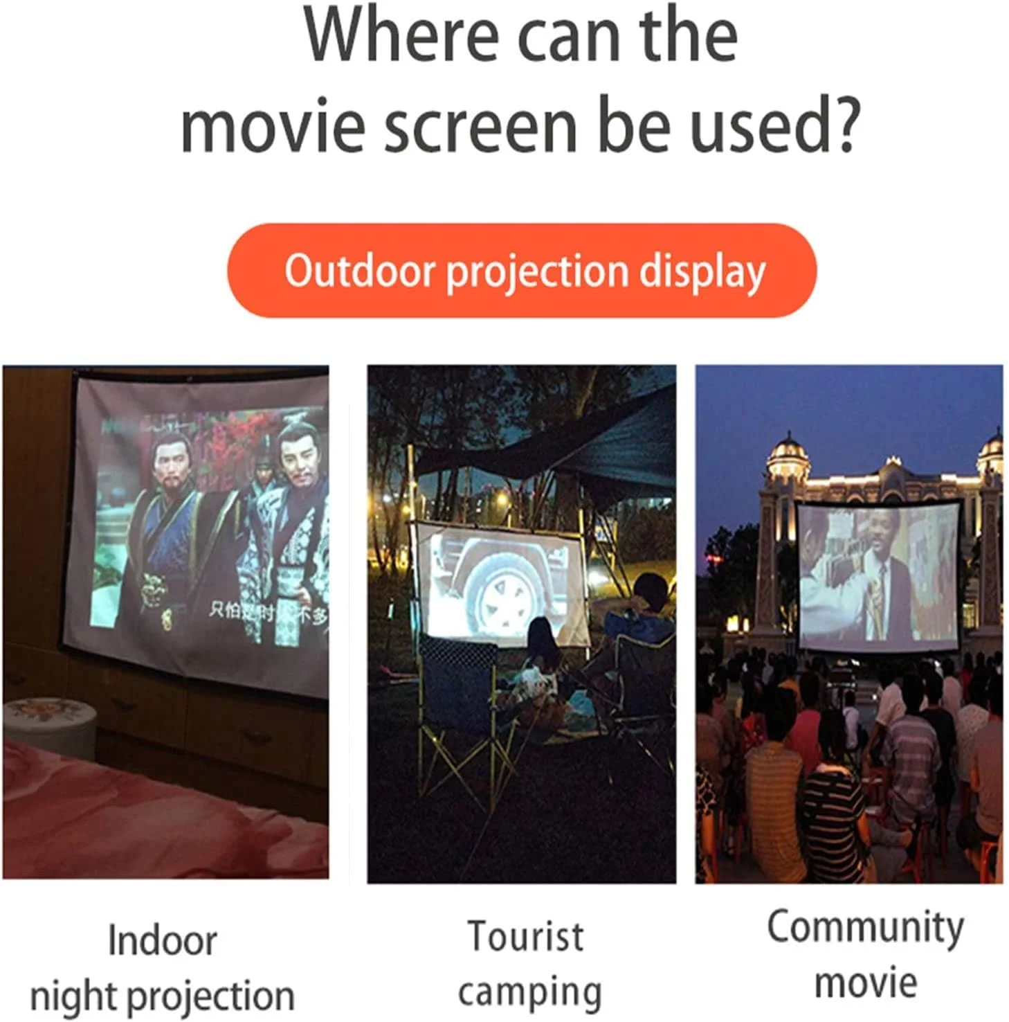 پرده نمایش پروژکتور ZHUANXIN قابل حمل 100 اینچ مورب HD 4:3 با پایه سه پایه تاشو