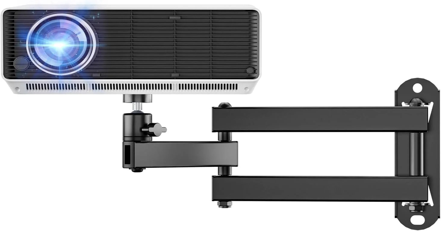 پایه دیواری تاشو پروژکتور WALI، پایه پروژکتور دیواری قابل تنظیم جهانی، آلیاژ آلومینیوم، اندازه پیچ 1/4 اینچ M4 M6، (1330LM-PM)، مشکی