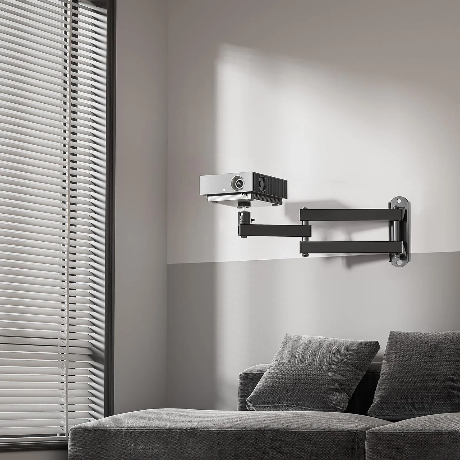 پایه دیواری تاشو پروژکتور WALI، پایه پروژکتور دیواری قابل تنظیم جهانی، آلیاژ آلومینیوم، اندازه پیچ 1/4 اینچ M4 M6، (1330LM-PM)، مشکی