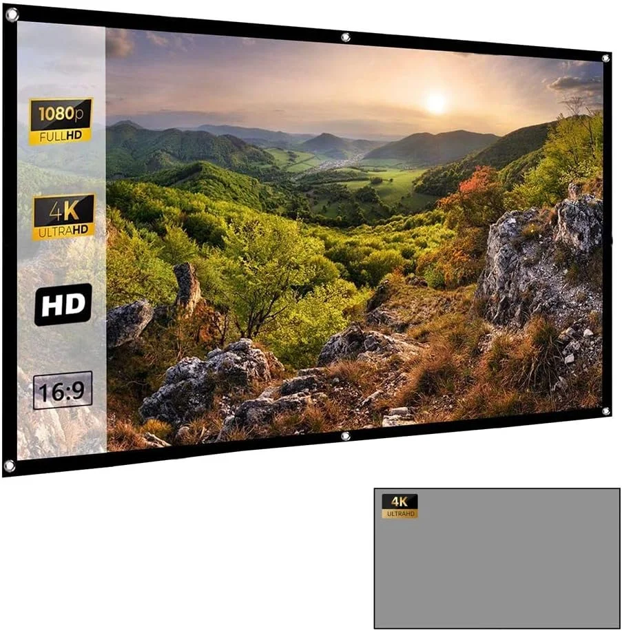 پرده نمایش پروژکتور 100 اینچی Wownect با نسبت تصویر 16:9، تاشو، کیفیت 4K Full HD، ضد چروک، قابل حمل، مناسب برای سینمای خانگی، داخل و خارج از منزل، پشتیبانی از نمایش دو طرفه پرده نمایش پروژکتور 100 اینچی Wownect با نسبت تصویر 16:9، تاشو، کیفیت 4K Full HD، ضد چروک، قابل حمل، مناسب برای سینمای خانگی، داخل و خارج از منزل، پشتیبانی از نمایش دو طرفه