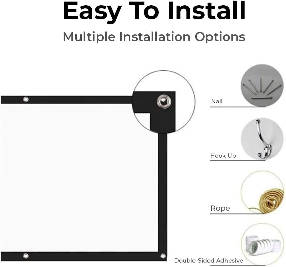 پرده نمایش پروژکتور Wownect 100 اینچ، 16:9 تاشو ضد چروک 4K Full HD پرده نمایش سینمای خانگی برای ارائه اداری پرده فیلم داخلی و خارجی صفحه بازی [نسخه ضخیم 100 اینچی ارتقا یافته]