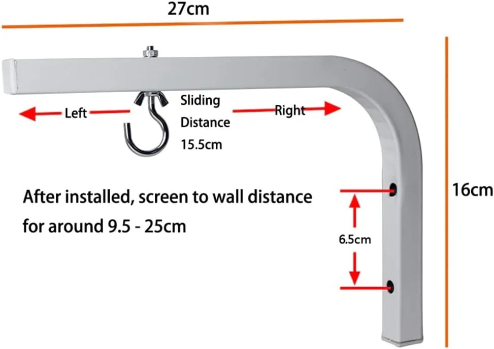 براکت L شکل یونیورسال Wownect برای نصب پرده پروژکتور روی دیوار یا سقف، با قابلیت تنظیم ارتفاع و کیت قلاب، لوازم جانبی نصب 10 اینچی برای پرده نمایش سینمای خانگی