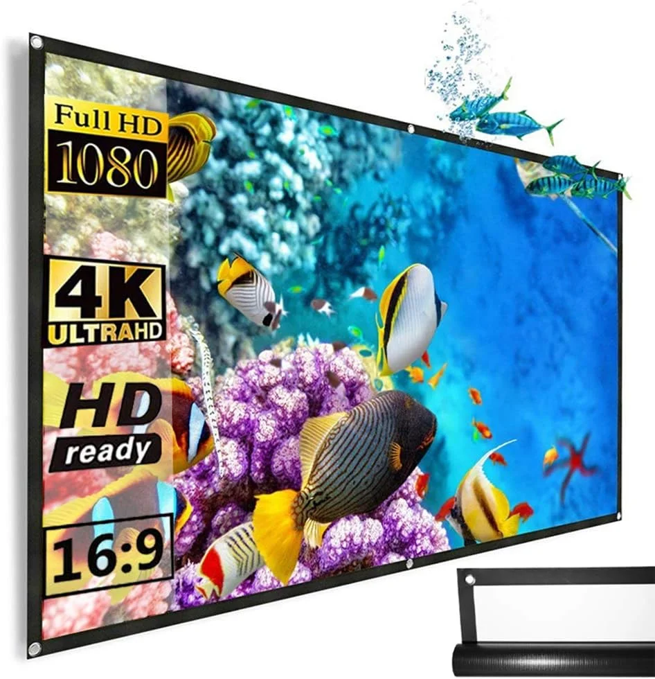 پرده نمایش پروژکتور 4K Wownect [84 اینچ] 16:9 پارچه PVC رول شونده پرده نمایش فول اچ دی برای فیلم های فضای باز، ارائه اداری، فیلم های سه بعدی، ورزش، پرده نمایش پروژکتور داخلی برای دیوار اتاق خواب