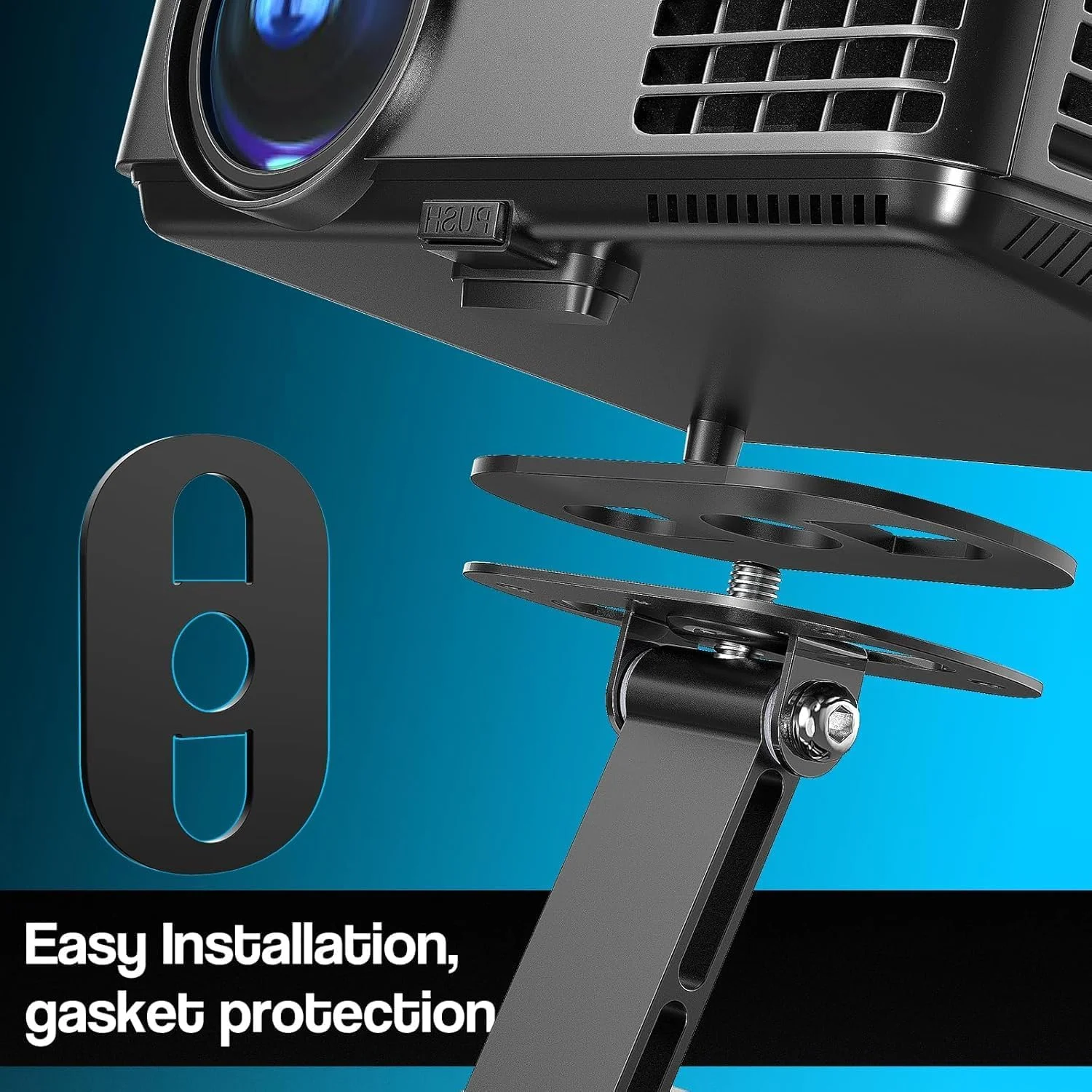 پایه پروژکتور تاشو Wownect، پایه پروژکتور کوچک و قابل تنظیم فوق العاده جمع و جور با نصب آسان، پایه سقفی پروژکتور با زاویه شیب قابل تنظیم، براکت کوچک برای پروژکتور مینی - مشکی