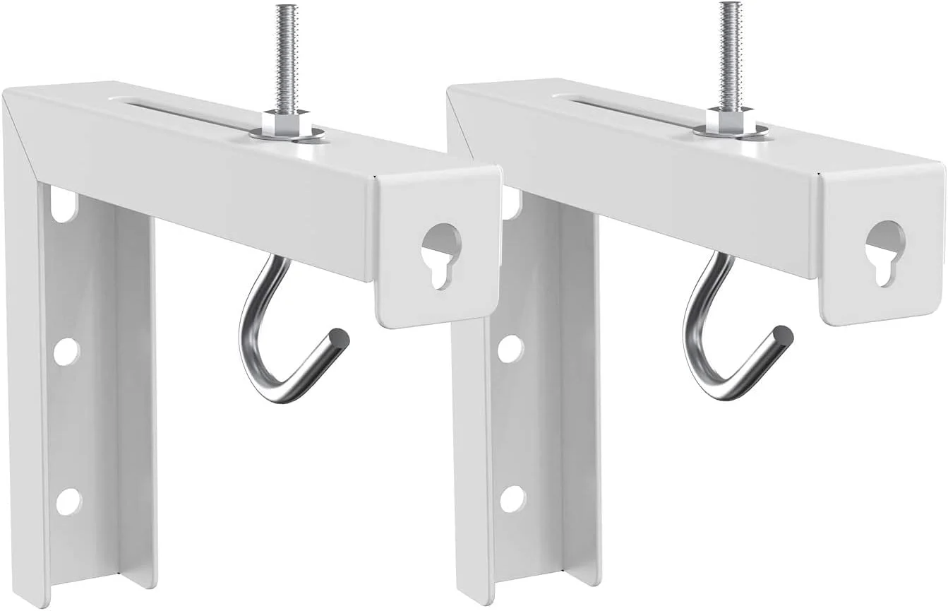 براکت L شکل جهانی پرده پروژکتور Wownect، پایه آویز دیواری با بازوی قابل تنظیم 6 اینچی به همراه قلاب، قابل نصب دستی روی دیوار یا سقف برای پروژکتورهای خانگی و پرده نمایش فیلم، تحمل وزن تا 52 کیلوگرم، سفید