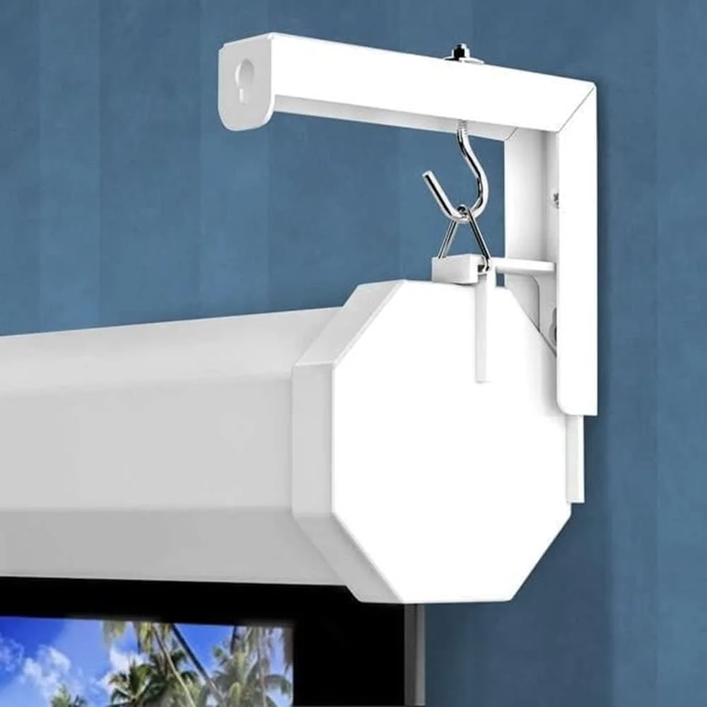 براکت L شکل جهانی پرده پروژکتور Wownect، پایه آویز دیواری با بازوی قابل تنظیم 6 اینچی به همراه قلاب، قابل نصب دستی روی دیوار یا سقف برای پروژکتورهای خانگی و پرده نمایش فیلم، تحمل وزن تا 52 کیلوگرم، سفید