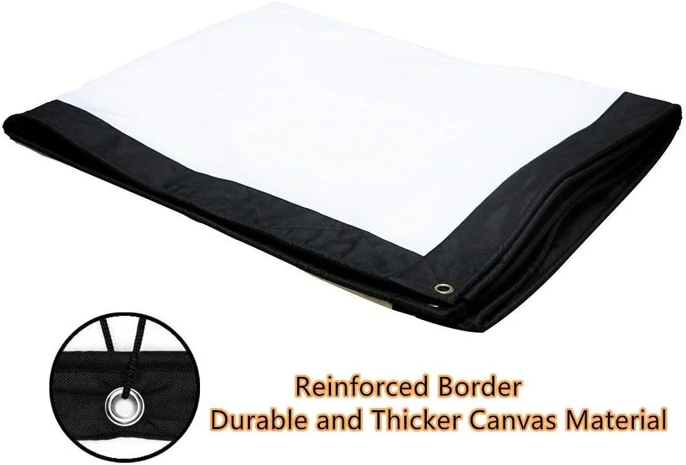 پرده نمایش پروژکتور 150 اینچی، HD 16:9 تاشو بزرگ قابل حمل برای سینمای خانگی، ارائه اداری/ مهمانی/ نمایش دو طرفه، نصب آسان روی پایه/ دیوار با سوراخ های آویز