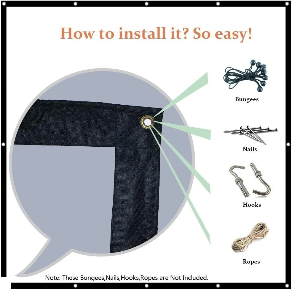 پرده نمایش پروژکتور 150 اینچی، HD 16:9 تاشو بزرگ قابل حمل برای سینمای خانگی، ارائه اداری/ مهمانی/ نمایش دو طرفه، نصب آسان روی پایه/ دیوار با سوراخ های آویز