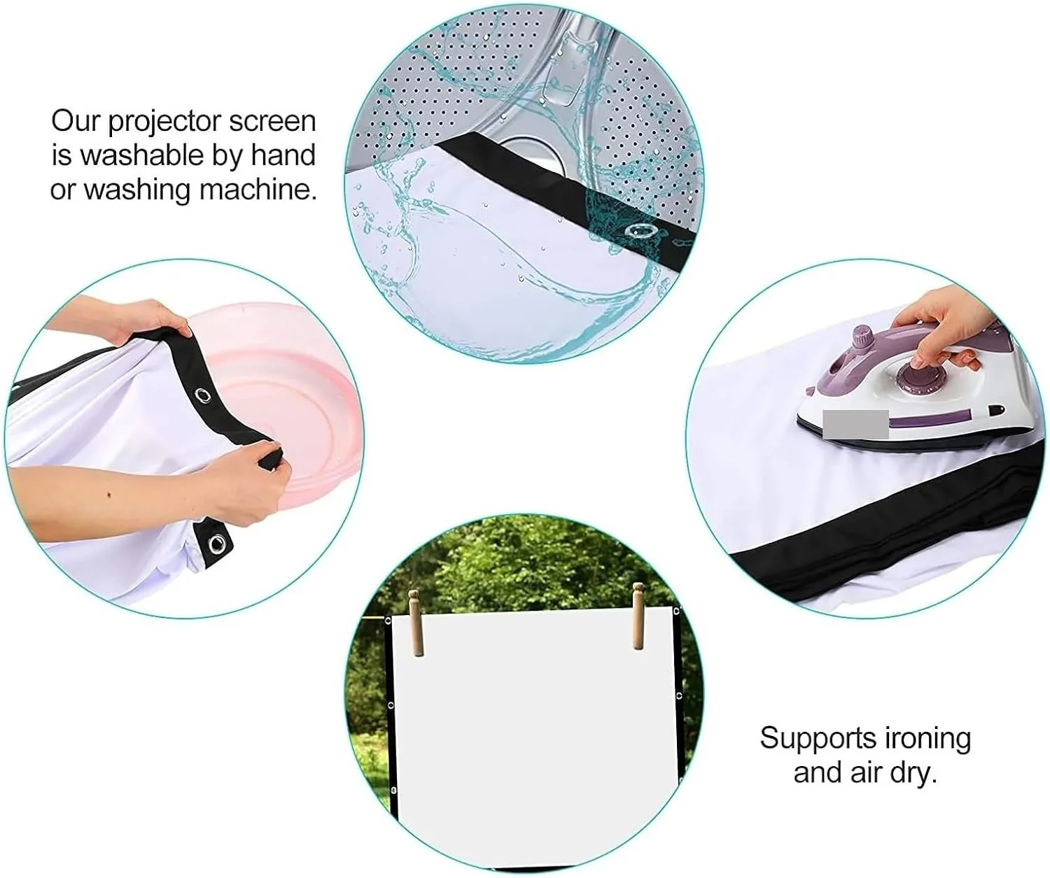 پرده نمایش فیلم ضد چروک، پرده نمایش قابل حمل برای فضای باز و داخل خانه، پرده تاشو بدون چروک، پشتیبانی از نمایش جلو و عقب، سبک وزن برای سینمای خانگی و حیاط خلوت (120 اینچ)