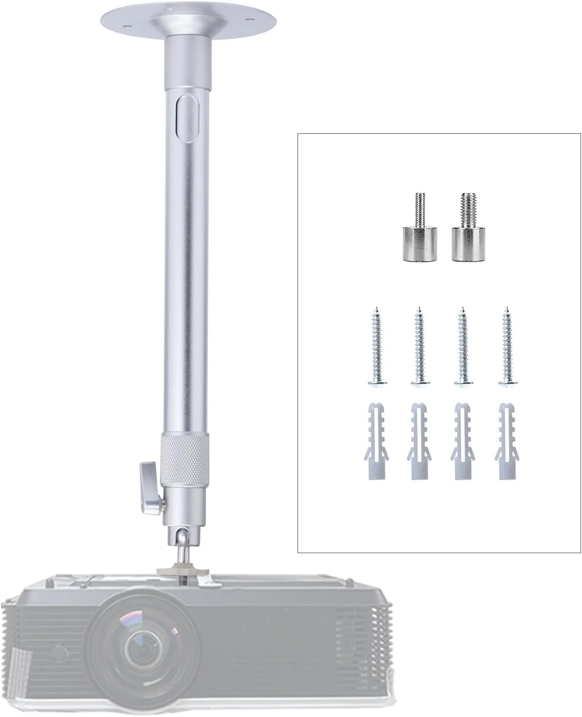 نگهدارنده پروژکتور سقفی و دیواری قابل تنظیم WXLHOTY، طول قابل تنظیم از 30 تا 60 سانتی متر، ظرفیت 5 کیلوگرم، پایه نگهدارنده پروژکتور سقفی با قابلیت چرخش 360 درجه نگهدارنده پروژکتور سقفی و دیواری قابل تنظیم WXLHOTY، طول قابل تنظیم از 30 تا 60 سانتی متر، ظرفیت 5 کیلوگرم، پایه نگهدارنده پروژکتور سقفی با قابلیت چرخش 360 درجه