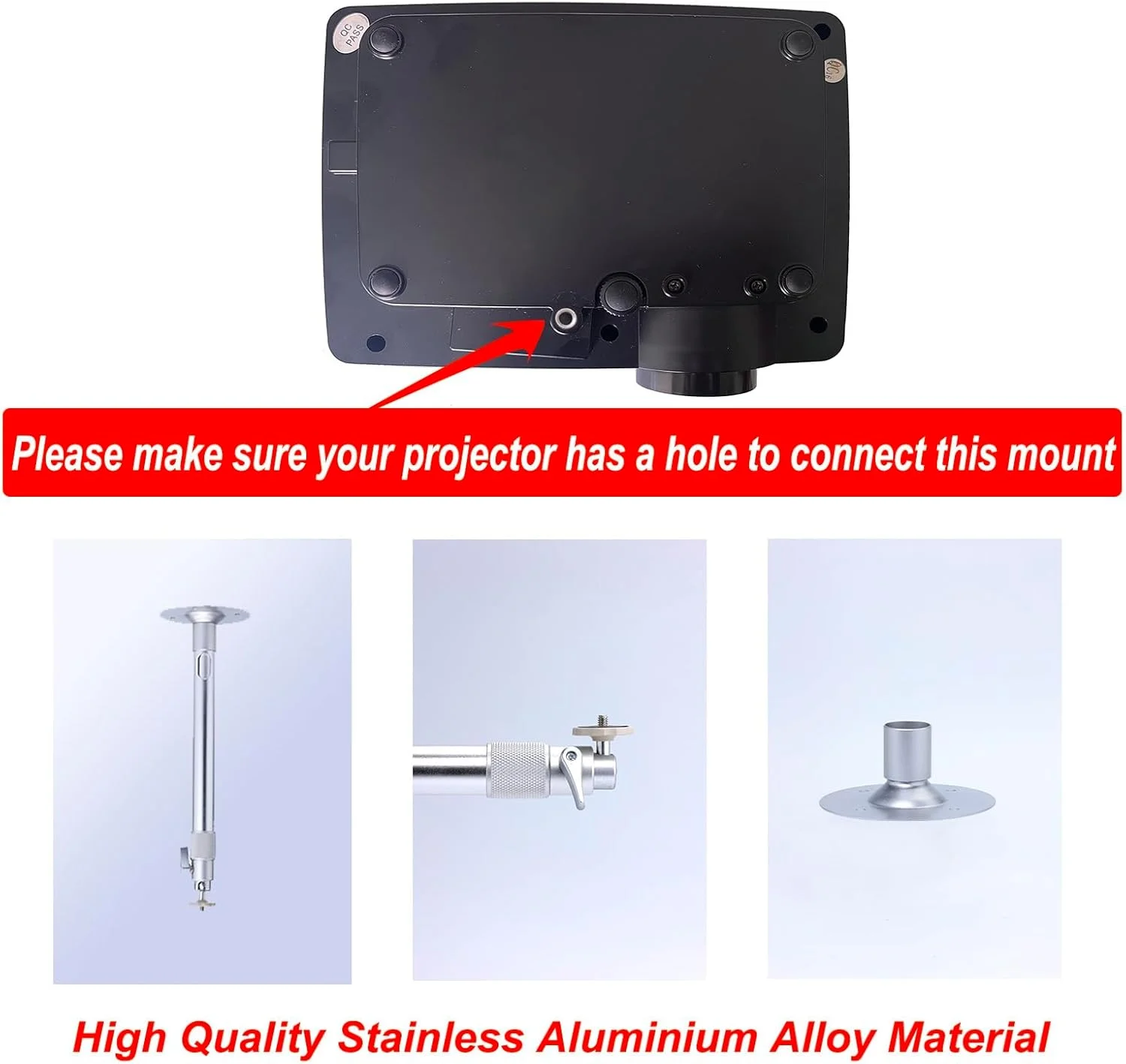 نگهدارنده پروژکتور سقفی و دیواری قابل تنظیم WXLHOTY، طول قابل تنظیم از 30 تا 60 سانتی متر، ظرفیت 5 کیلوگرم، پایه نگهدارنده پروژکتور سقفی با قابلیت چرخش 360 درجه