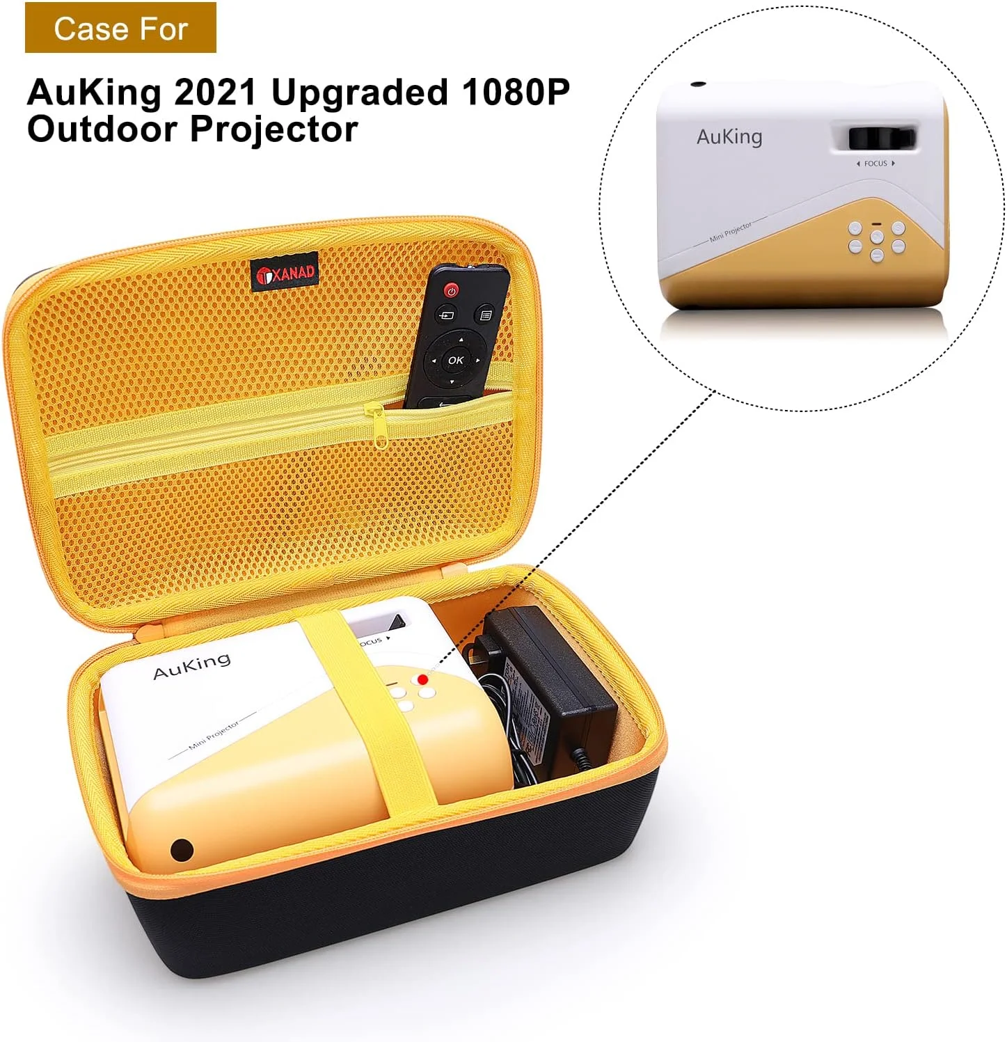 کیف سخت XANAD برای مینی پروژکتور AuKing (مدل ارتقا یافته 2023) - کیف حمل و نگهداری