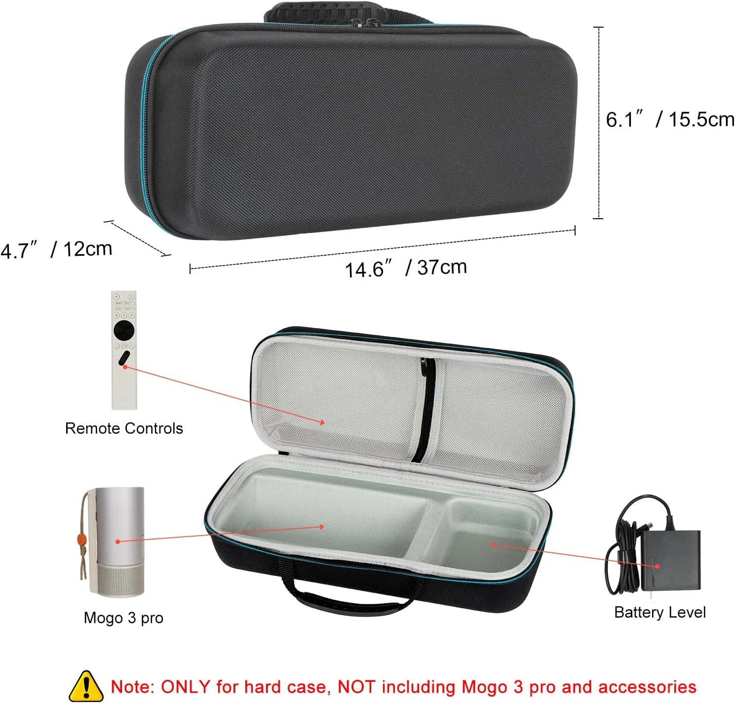 کیف حمل سخت XINGFUDAO برای پروژکتور XGIMI MoGo Pro/MoGo 3 Pro و پایه پروژکتور چند زاویه ای 1080P قابل حمل، ضد آب با فضای جداگانه