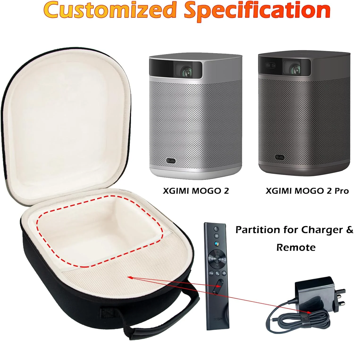 کیف حمل سخت XINGFUDAO برای پروژکتور قابل حمل XGIMI MOGO 2 و پروژکتور قابل حمل XGIMI MOGO 2 Pro 1080P، کیف نگهداری ضد آب پروژکتور XGIMI MOGO 2 با فضای کافی برای شارژر و کنترل از راه دور