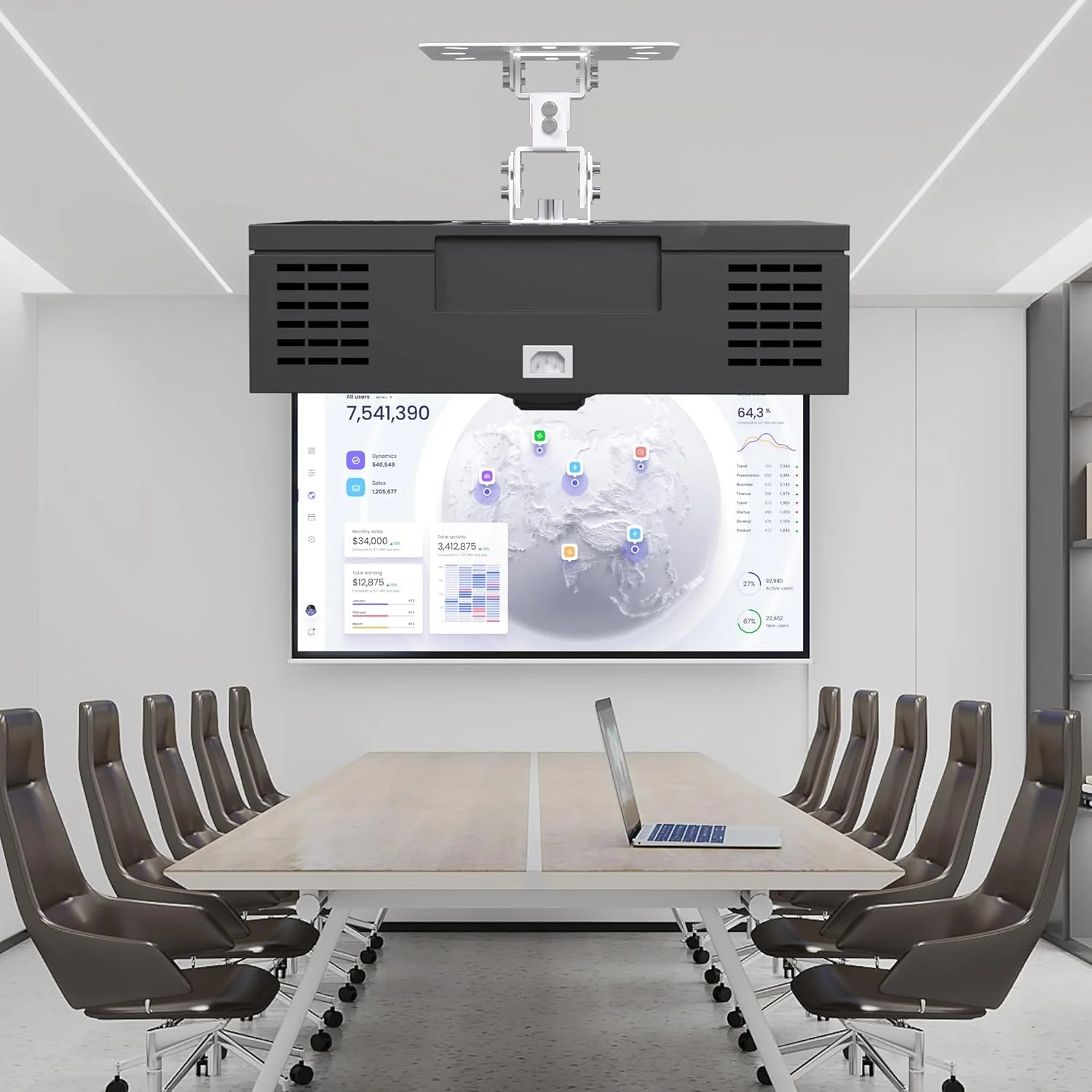 پایه سقفی برای مینی پروژکتور، پایه دیواری قابل تنظیم با 2 آداپتور رایگان، سفید PR14MINIW