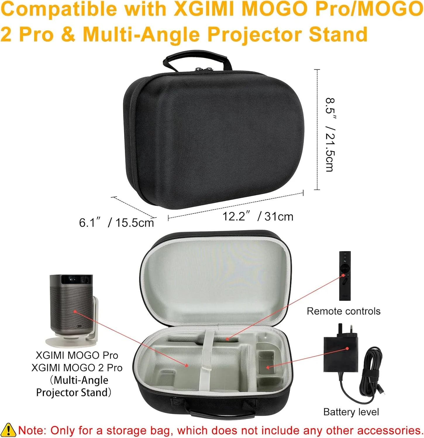 کیف سخت حمل پروژکتور XINGFUDAO برای XGIMI MoGo Pro/MoGo 2 Pro، ضدآب و دارای فضای ذخیره سازی سازمان یافته با فضای جداگانه برای پروژکتور و لوازم جانبی