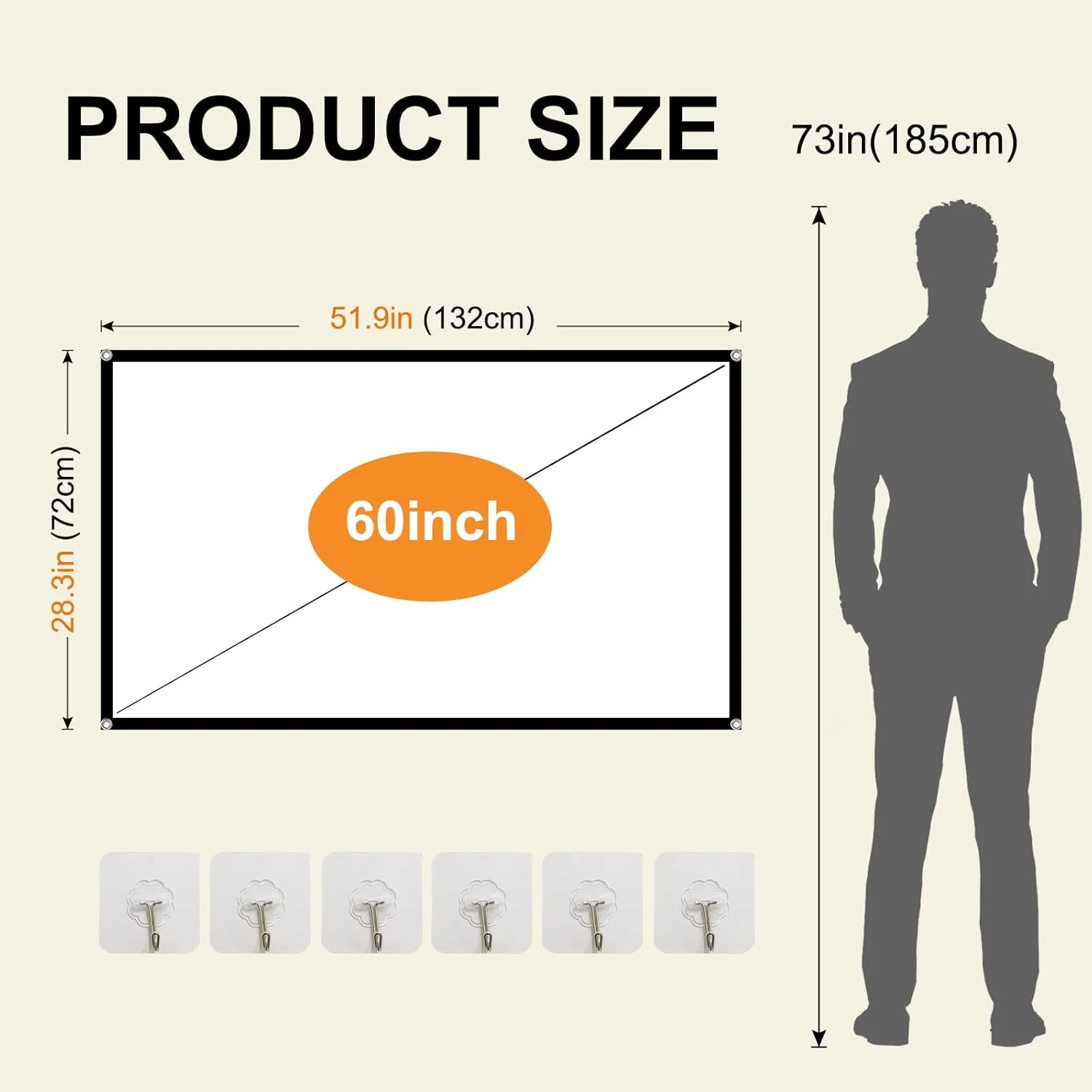 پرده نمایش تاشو 60 اینچی XINLEMY، پرده نمایش فیلم قابل حمل 4K 16:9 HD دو طرفه برای سینمای خانگی، حیاط خلوت، فضای داخلی و خارجی