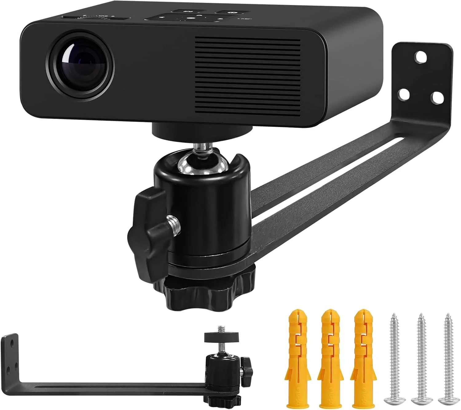 پایه نصب ویدئو پروژکتور، چرخش 360 درجه قابل تنظیم، پایه فلزی پروژکتور با رابط پیچ 1/4 اینچی برای سینمای خانگی، دفتر کار، اتاق بازی