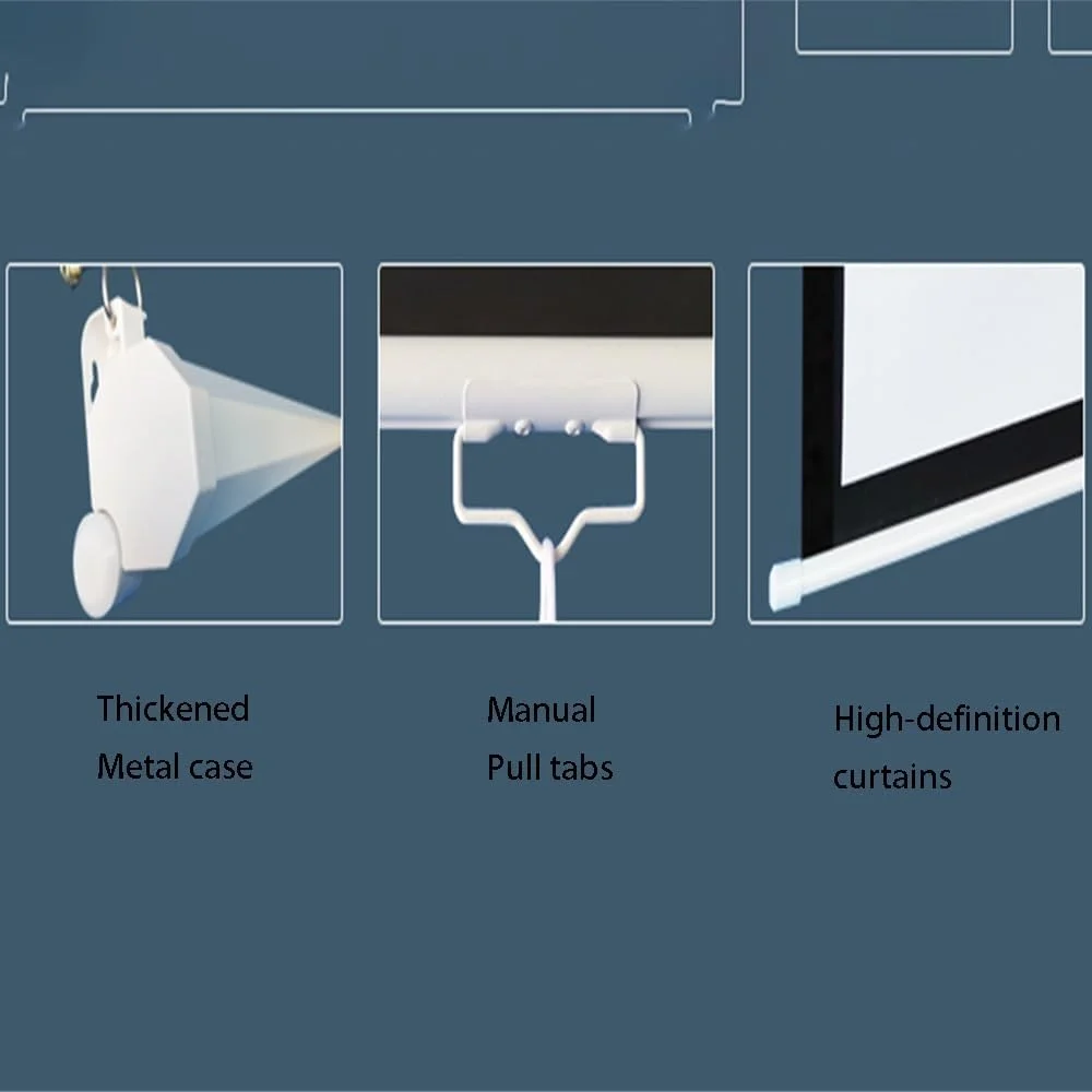 پرده نمایش پروژکتور قفل خودکار، پرده نمایش دستی کشویی جمع شونده، پرده فیلم 4K HD برای فضای باز (72 اینچ (4:3))