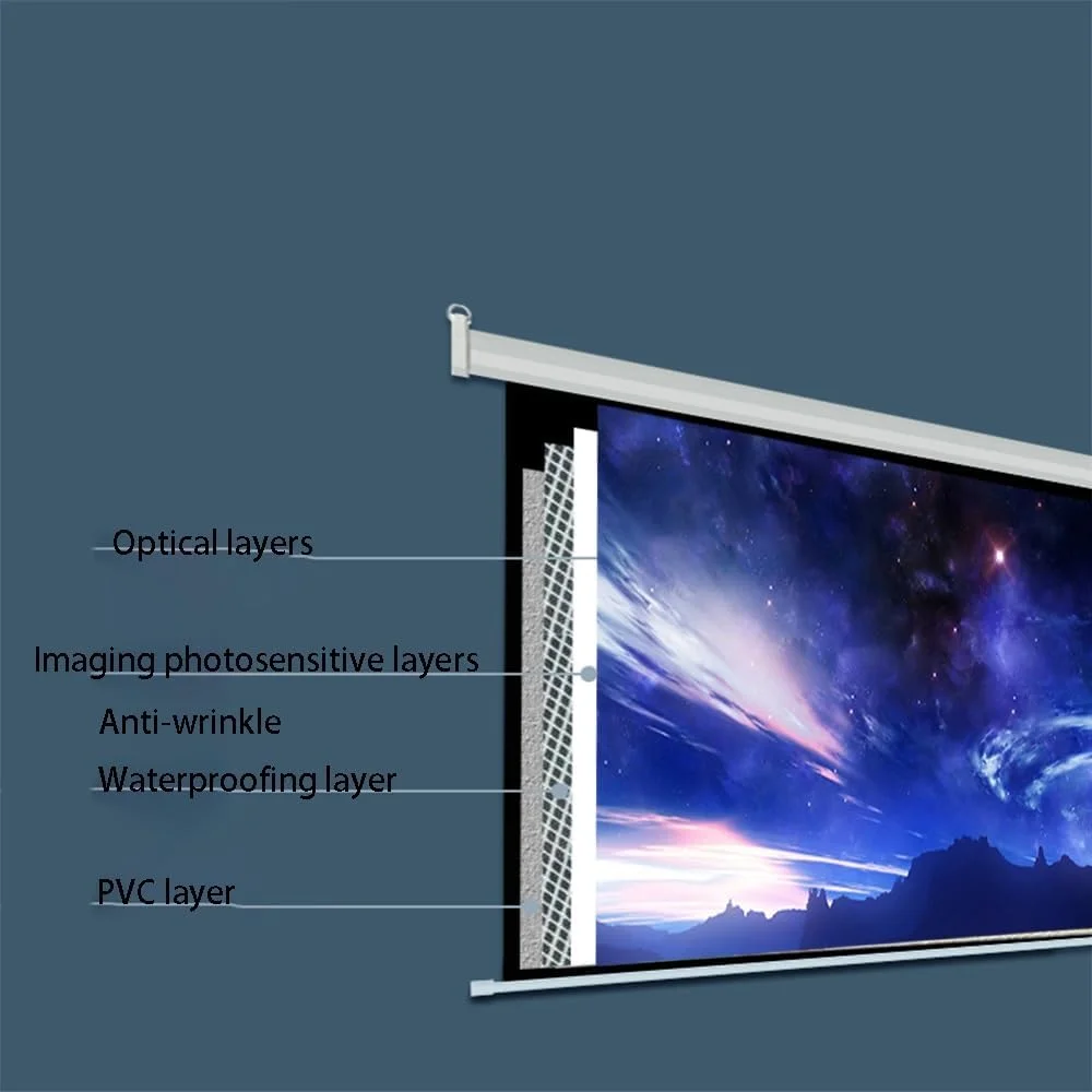 پرده نمایش پروژکتور قفل خودکار، پرده نمایش دستی کشویی جمع شونده، پرده فیلم 4K HD برای فضای باز (72 اینچ (4:3))