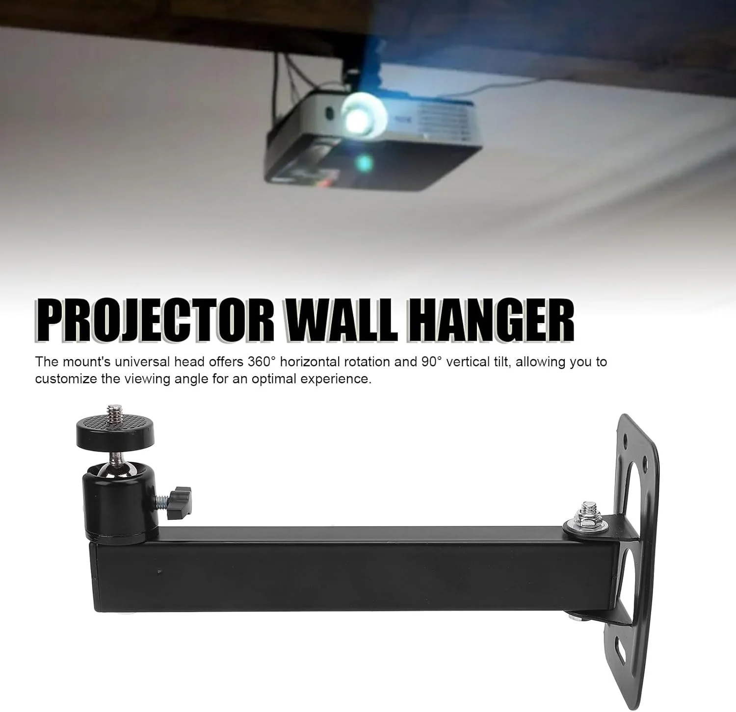پایه دیواری قابل تنظیم پروژکتور XUMIUZIY، براکت پروژکتور جهانی با چرخش 360 درجه و شیب 90 درجه برای اکثر دوربین ها با ساختار فولاد ضد زنگ با استحکام بالا