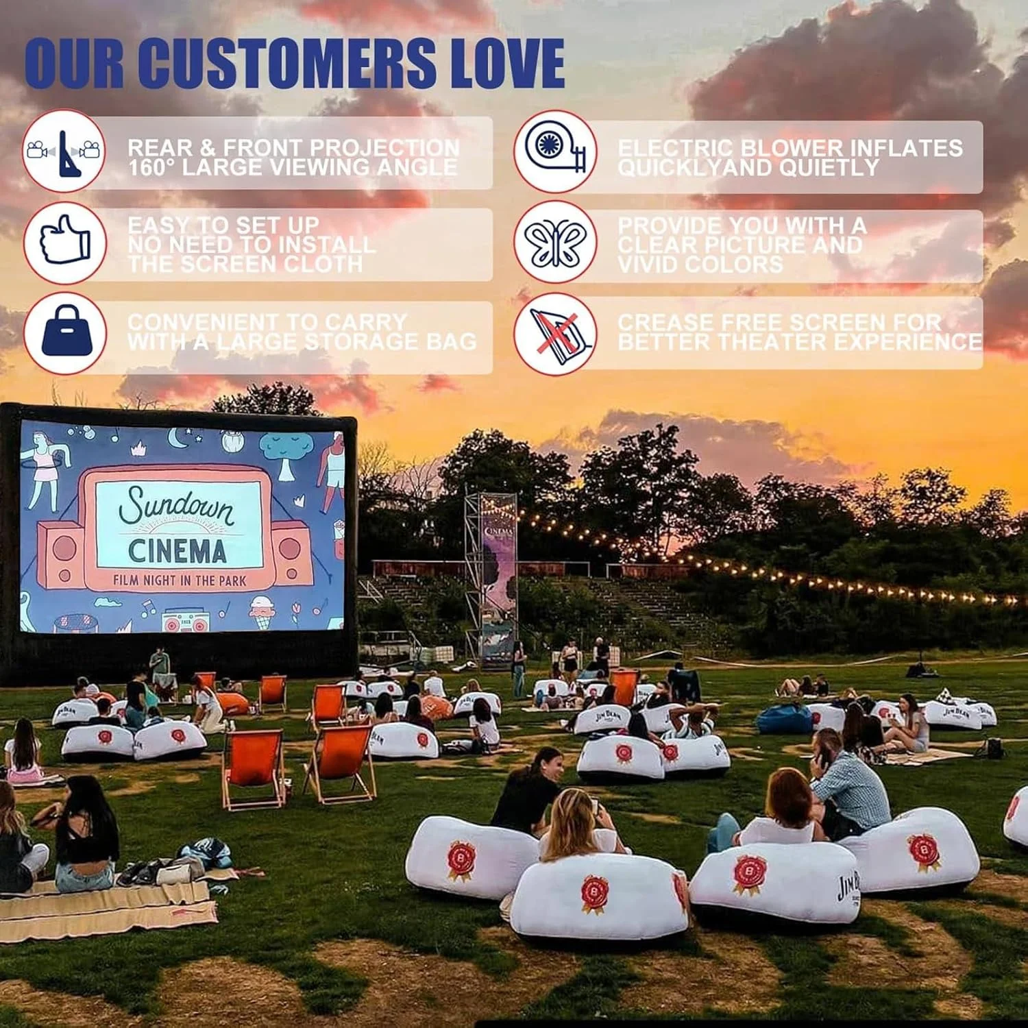 پرده نمایش بادی CZGBRO - پرده نمایش فیلم بادی برای مهمانی های فیلم در فضای باز، حیاط خلوت، پرده بادی با دمنده هوا و کیف حمل، نمایش جلو و عقب (4.2 متر با دمنده)