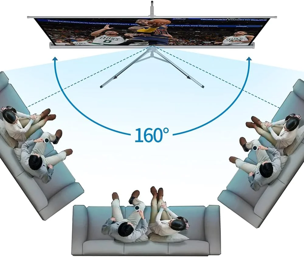 پرده نمایش پروژکتور قابل حمل داخلی و خارجی با پایه 4K Ultra HD زاویه دید گسترده 100 اینچ 4:3 طراحی بدون چروک صفحه نمایش پروژکتور تمیز کردن آسان برای سینمای خانگی، دفتر، مدرسه