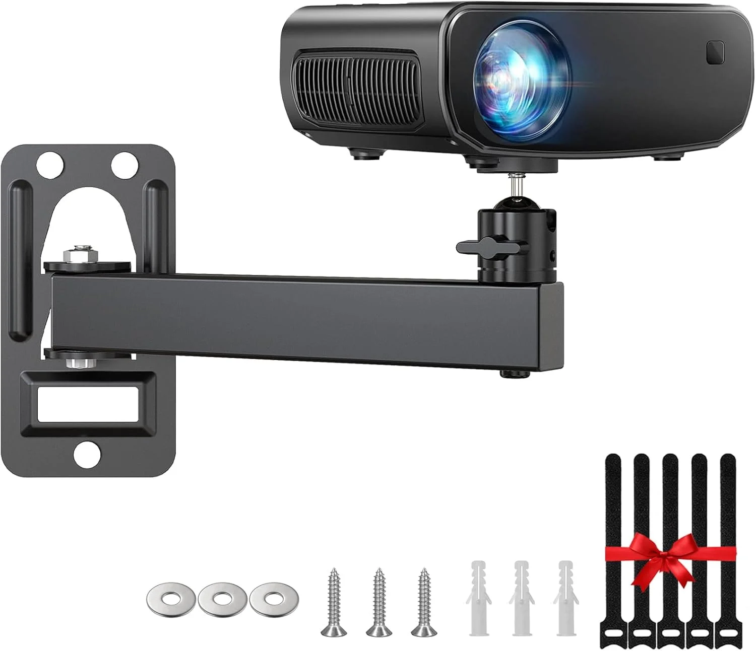 پایه نگهدارنده مینی پروژکتور سقفی و دیواری - قابل تنظیم با قابلیت چرخش و شیب، آویز نگهدارنده پروژکتور دیواری برای مینی پروژکتور با بست های کابل