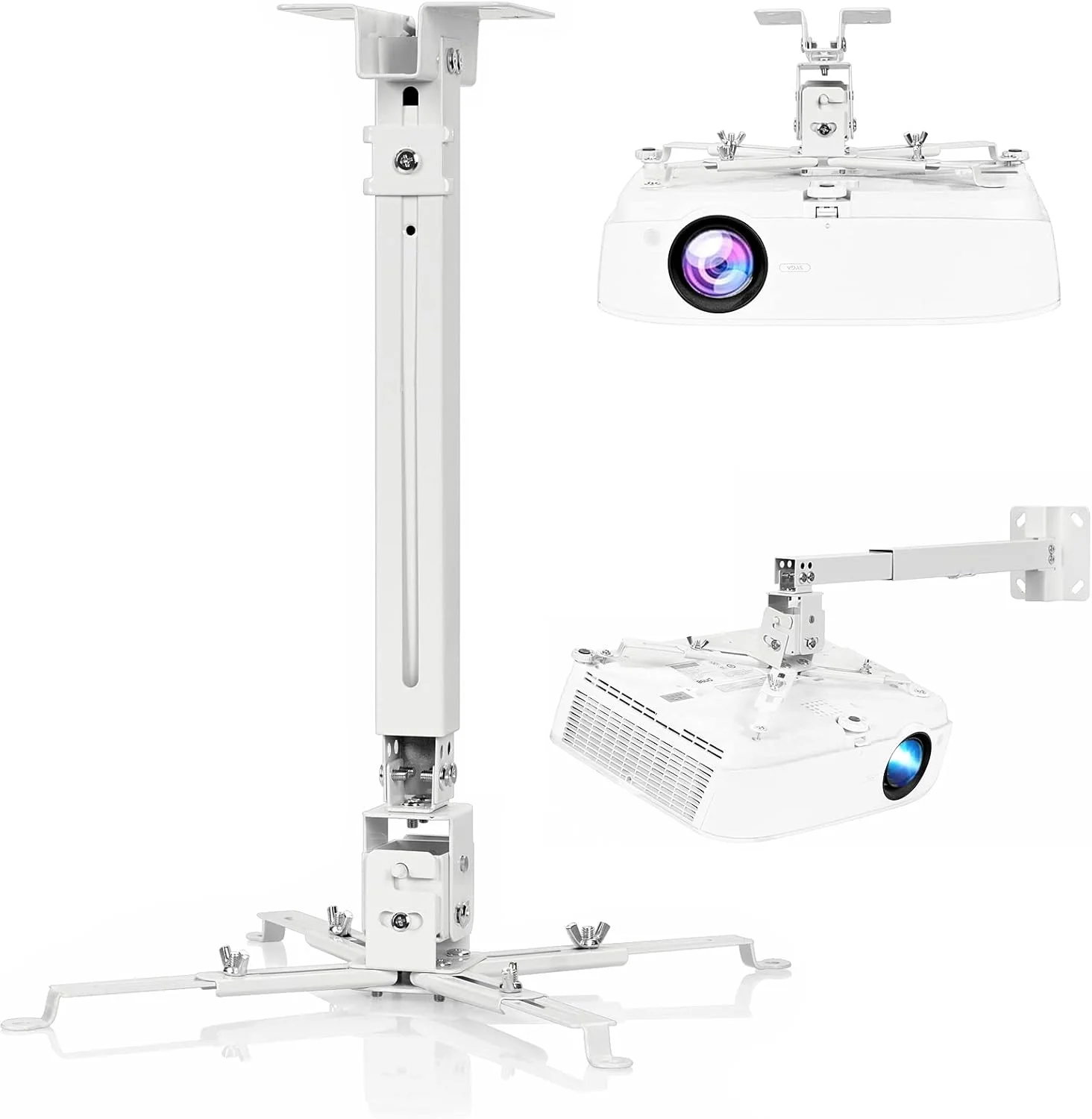پایه سقفی/دیواری قابل تنظیم پروژکتور - براکت جهانی برای نصب پروژکتور (سفید)