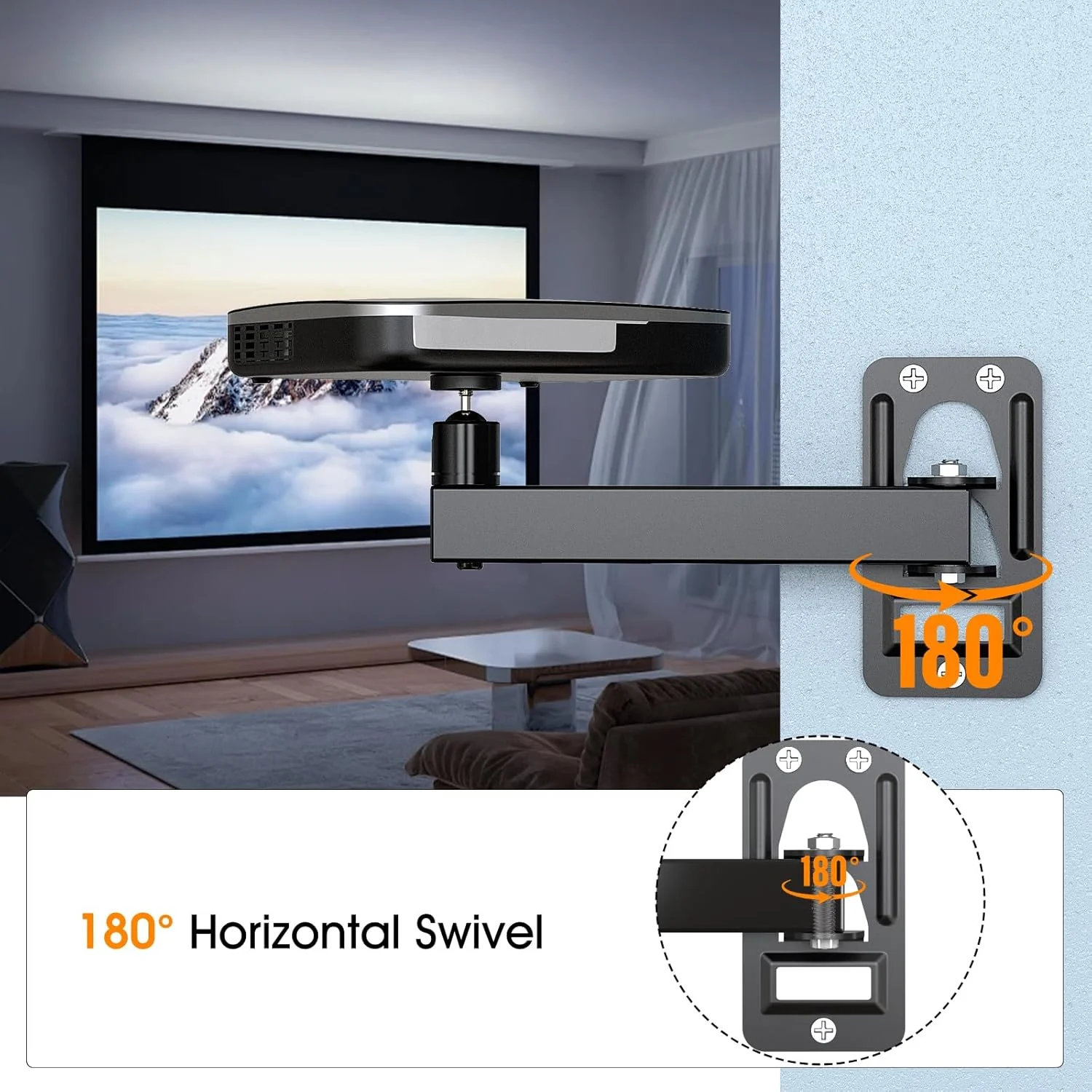 پایه نگهدارنده مینی پروژکتور سقفی و دیواری - قابل تنظیم با قابلیت چرخش و شیب، آویز نگهدارنده پروژکتور دیواری برای مینی پروژکتور با بست های کابل