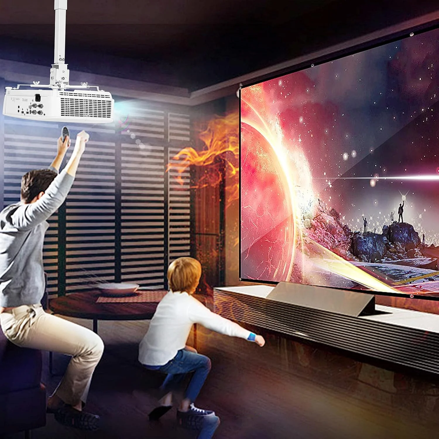 پایه سقفی/دیواری قابل تنظیم پروژکتور - براکت جهانی برای نصب پروژکتور (سفید)