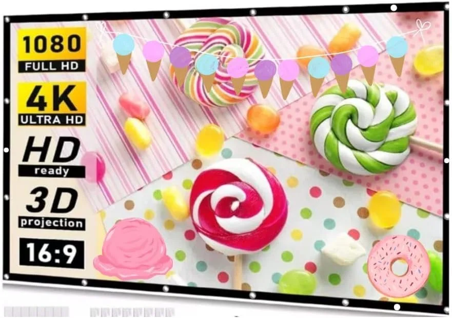 پرده نمایش پروژکتور 120 اینچی Divine Source - قابل حمل، تاشو و بدون چروک برای سینمای خانگی - پرده نمایش پروژکتور فضای باز و پرده نمایش برای اتاق خواب و مسافرت