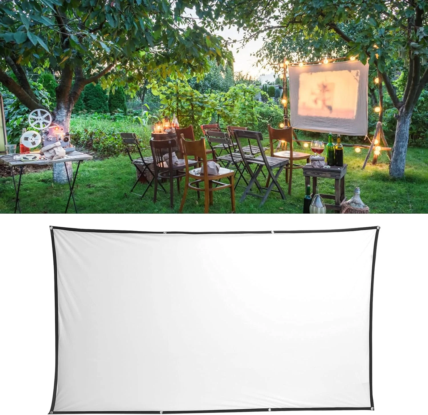 پرده نمایش پروژکتور، پرده نمایش تاشو قابل حمل با کیفیت بالا برای دفتر کار خانگی (330 * 187 سانتی متر)