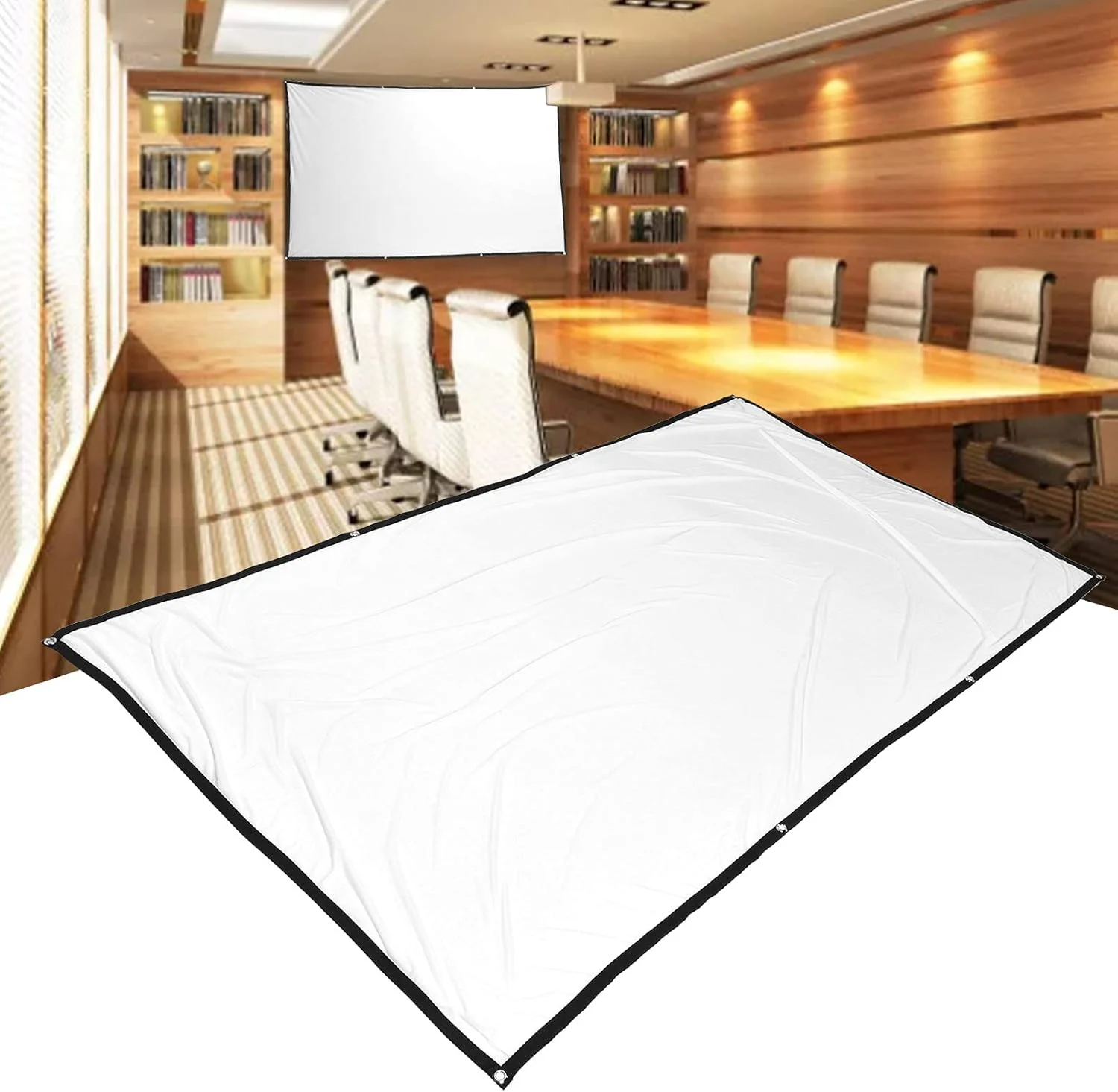 پرده نمایش پروژکتور، پرده نمایش تاشو قابل حمل با کیفیت بالا برای دفتر کار خانگی (330 * 187 سانتی متر)