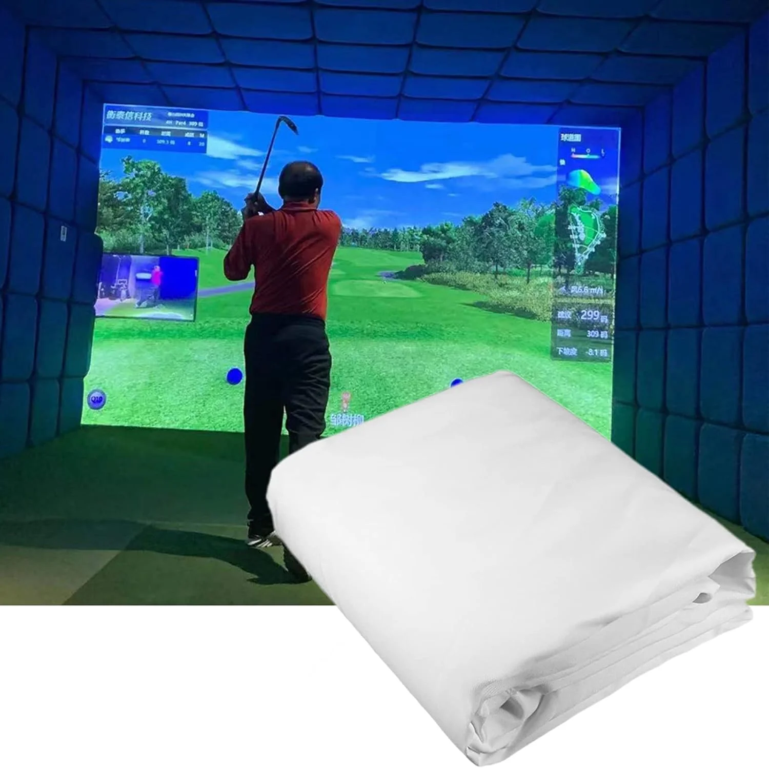 پرده شبیه ساز گلف، پرده نمایش HD، پرده پروژکتور نمایشگر داخلی برای تمرین گلف، تور رانندگی گلف، پارچه تمرین سرگرمی بازی 3x3 متر / 10x10 فوت