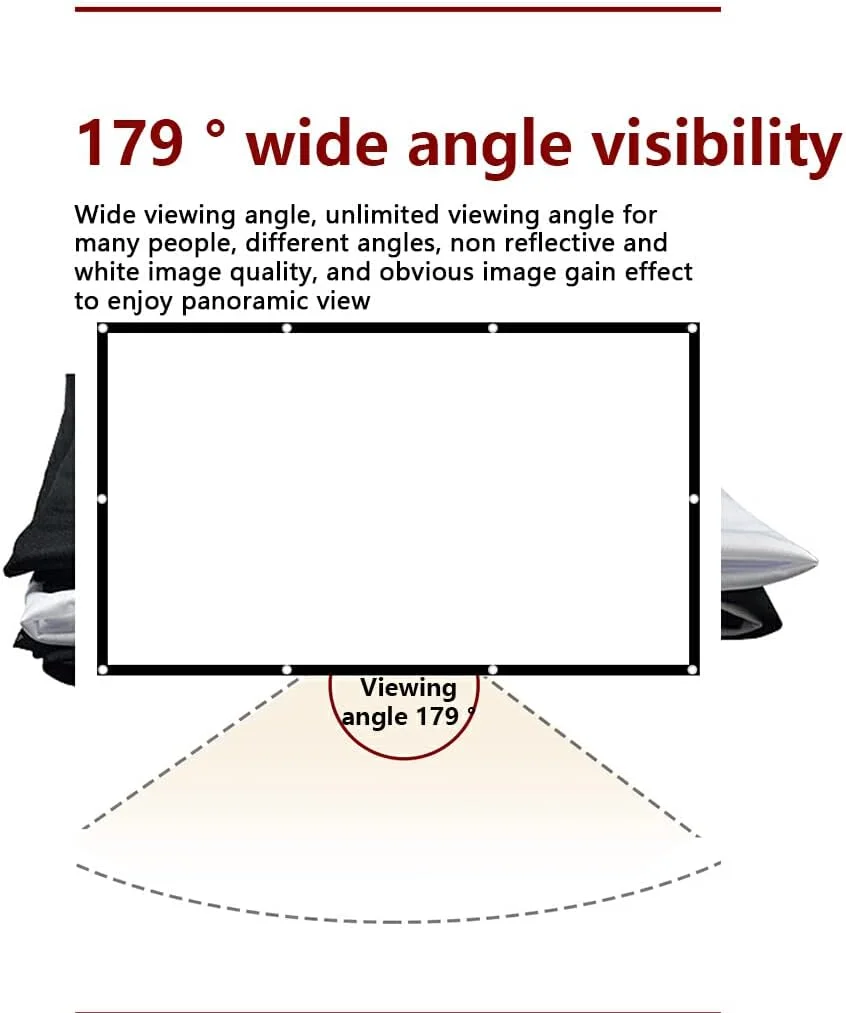 پرده نمایش تاشو پلی استر زاویه باز تئاتر پرده پروژکتور HD لوازم جانبی فیلم برای خانه اتاق خواب دفتر، 120 اینچ نوع 1