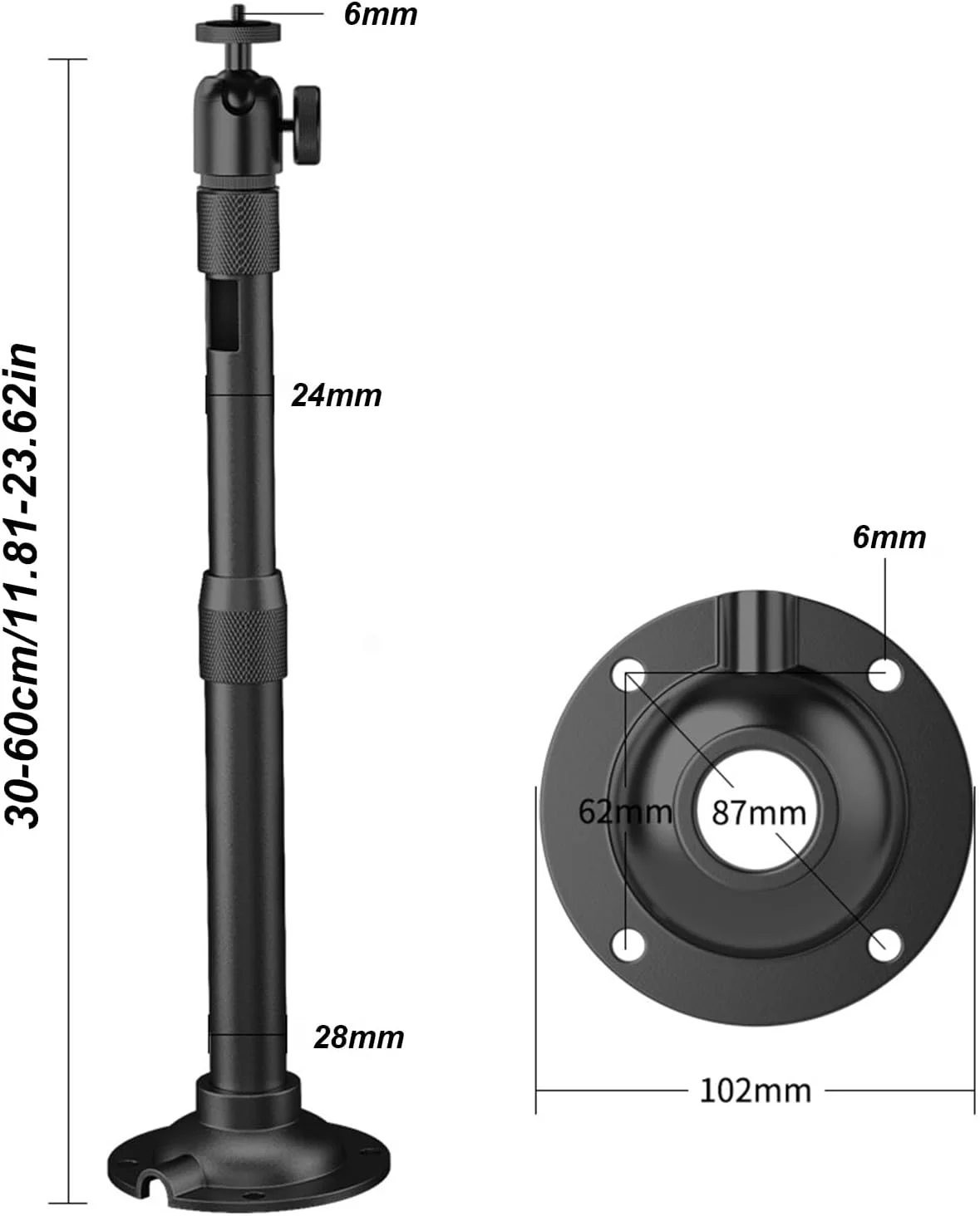 پایه سقفی پروژکتور جهانی Felenny، ارتفاع قابل تنظیم 30 تا 60 سانتی متر با مدیریت کابل
