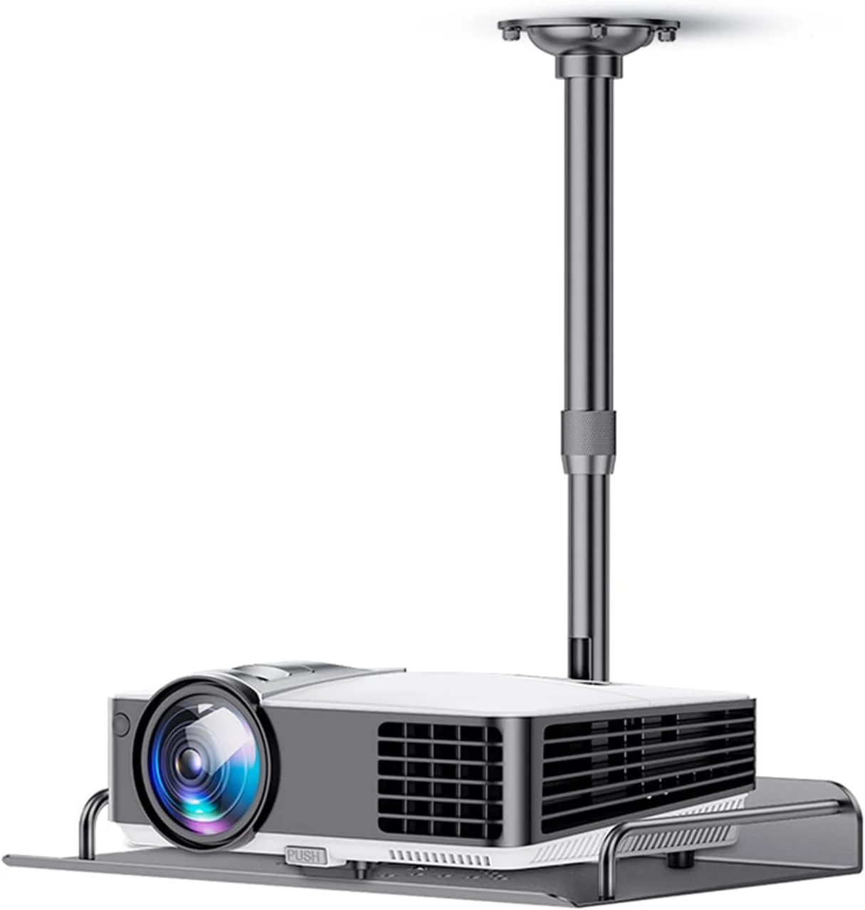 پایه پروژکتور - پایه سقفی یا دیواری پروژکتور با قابلیت تنظیم ارتفاع، نصب بدون نیاز به سوراخکاری، دارای محفظه پنهان برای کابل، تحمل وزن تا 10 کیلوگرم، مشکی